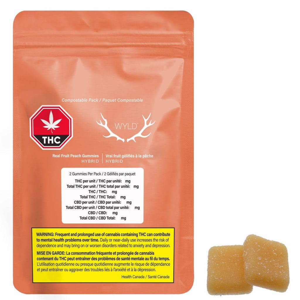 Wyld Real Fruit Peach 5:1 CBD:THC Gummies | 2-pack