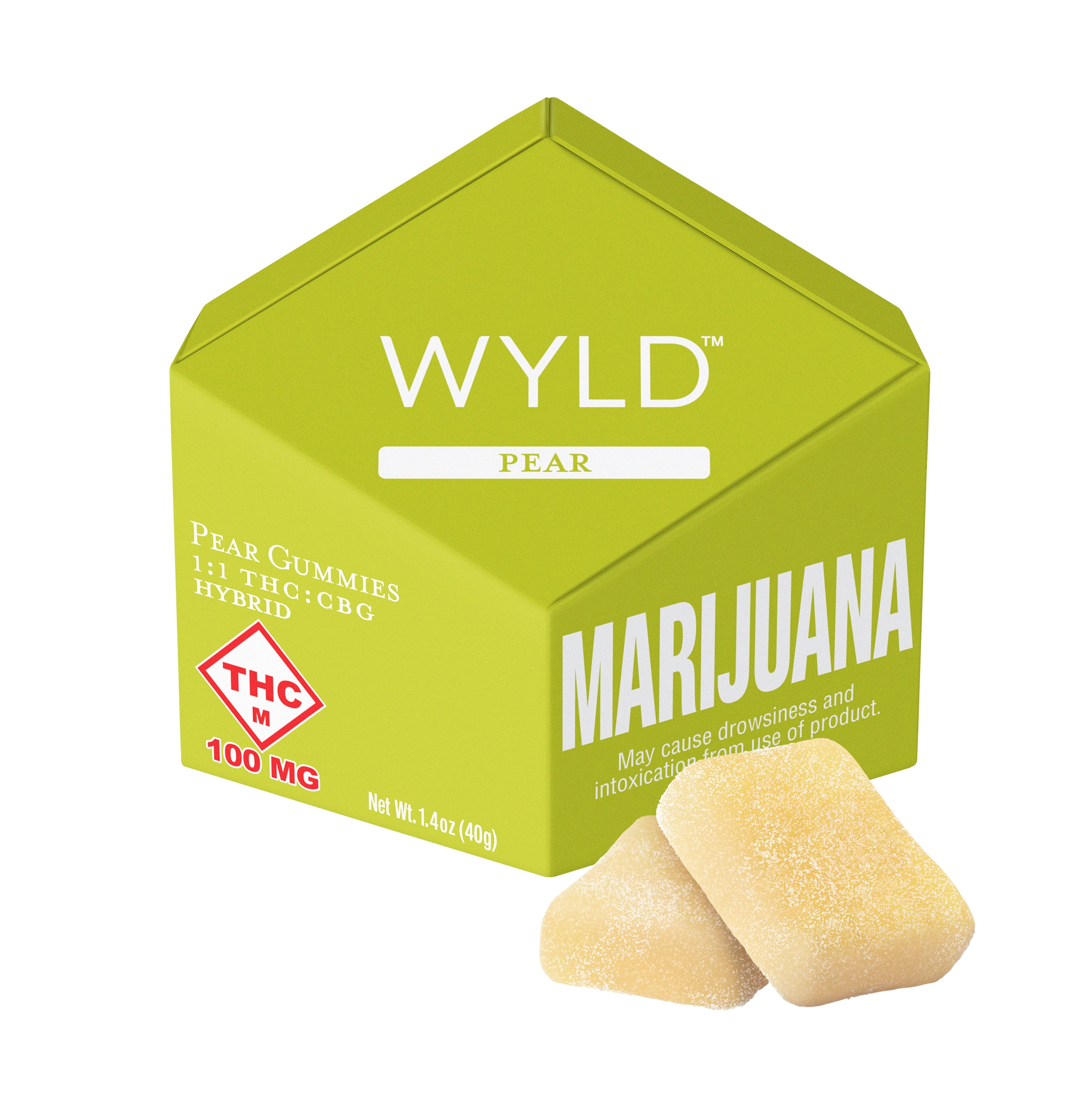 Wyld Wellness Gummies | Pear 1:1 | 100mg CBG : 100mg THC | 10pk