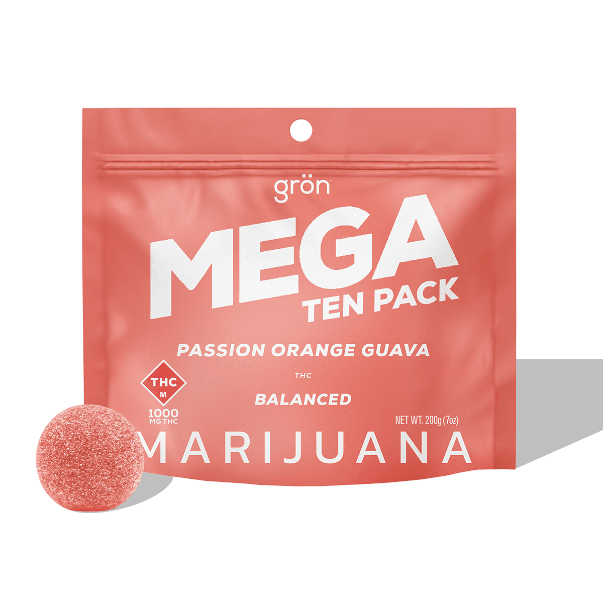Grön Gron: Gummies | Passion Orange Guava | Mega | 1000mg | 10pk