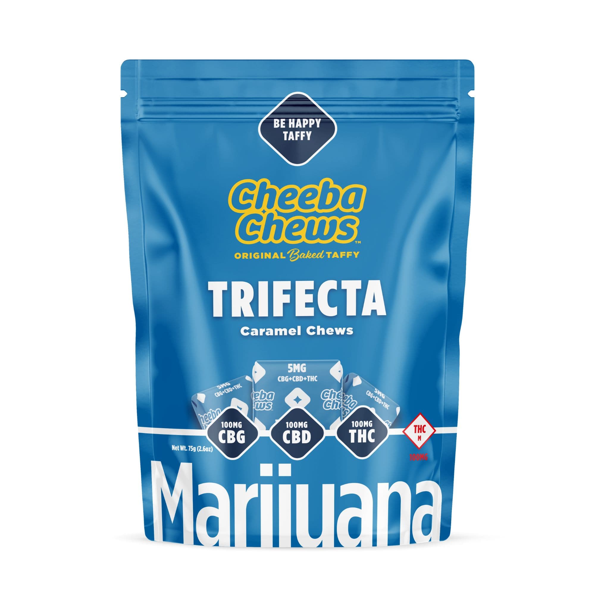 Cheeba Chews Taffy | Caramel Trifecta 1:1:1 | 100mg THC : 100mg CBD : 100mg CBG | 20pk