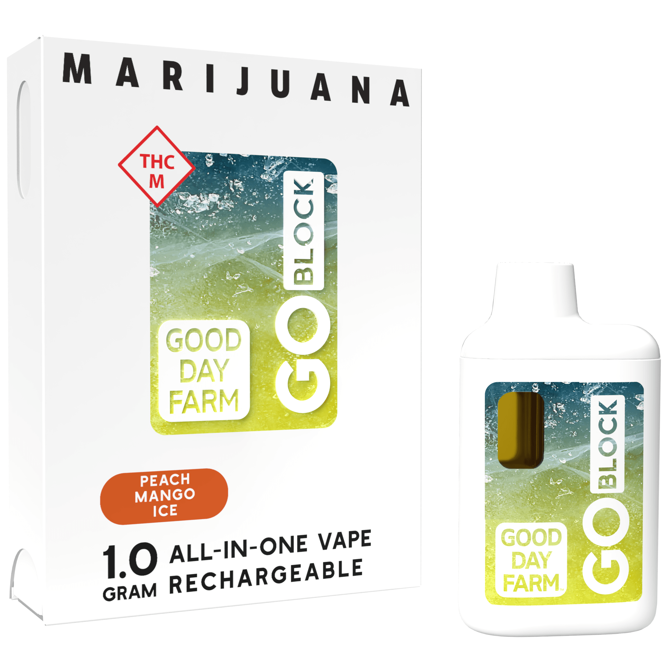 Good Day Farm GDF: GO Block Vape | Peach Mango Ice | All-In-One | 1g