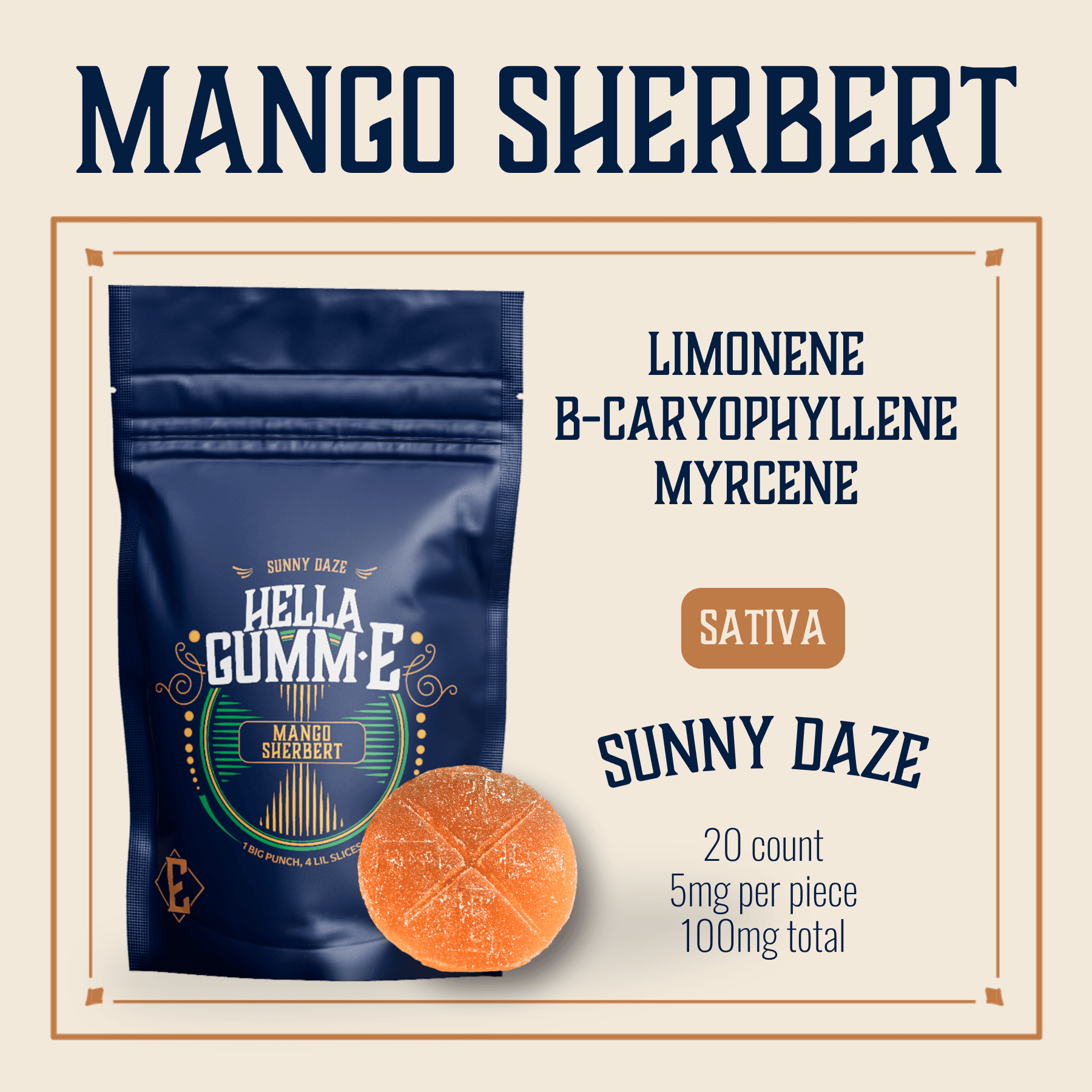 Elevate Mango Sherbert Sativa Hella Gumm-E | 100mg 1-pack