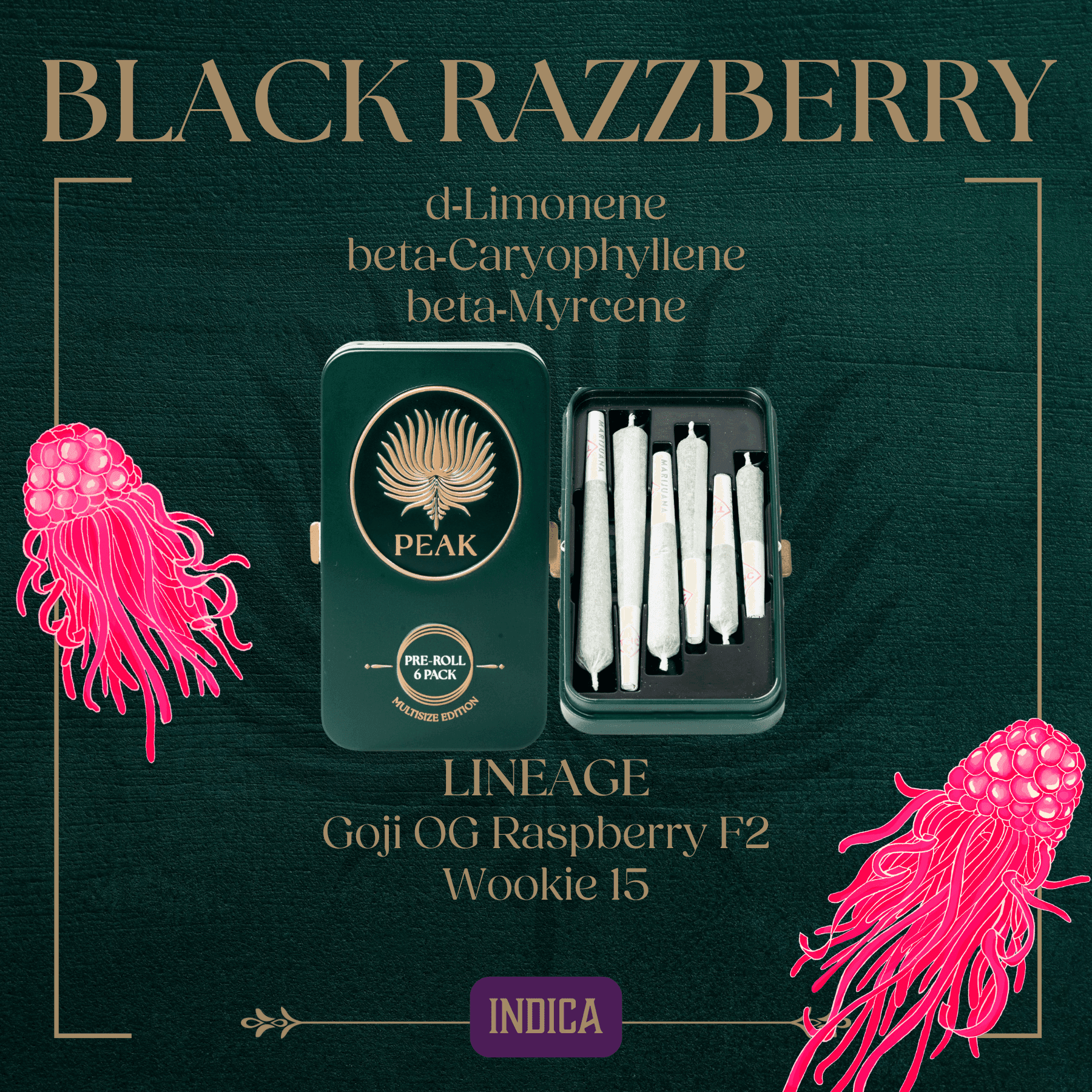 Peak Black Razzberry Pre-Roll Multi Size | 6-pack