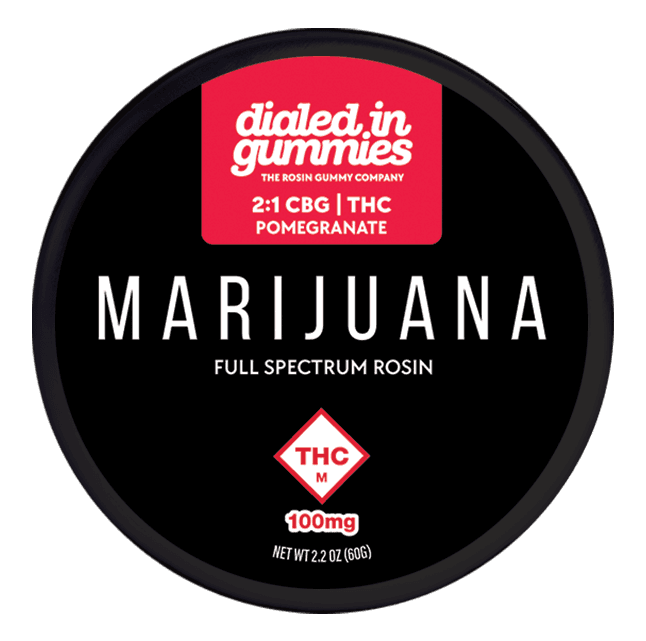 Dialed In Gummies 2:1 CBG/THC Pomegranate (H) - Dialed In - 100mg Rosin Gummies