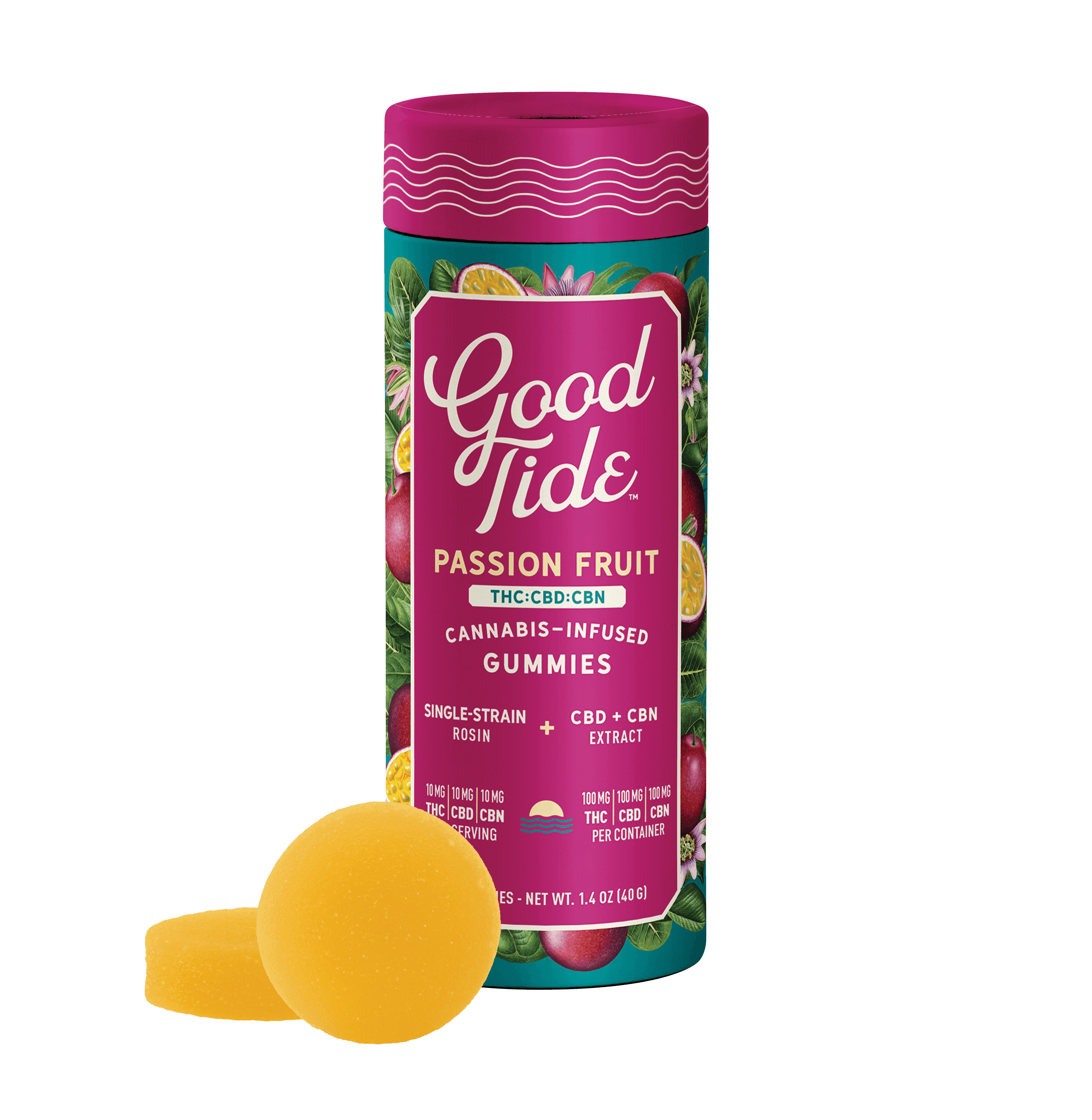 Good Tide Passionfruit 1:1:1 THC:CBD:CBN Hash Rosin Gummies | 100mg