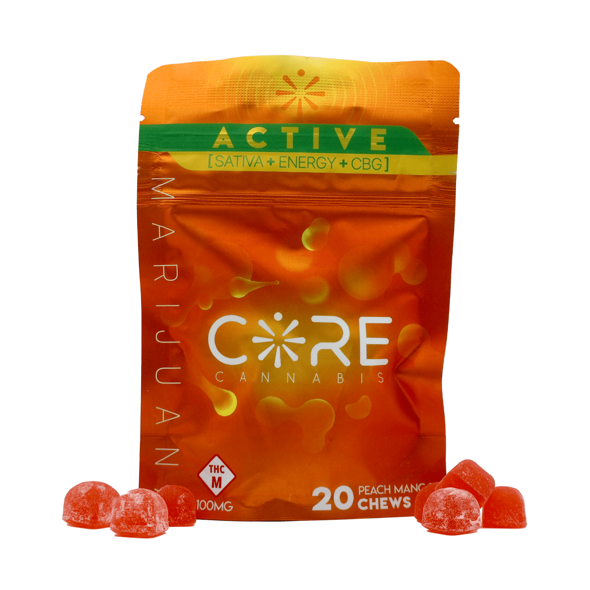 Core Active Peach Mango Chews (100mg)