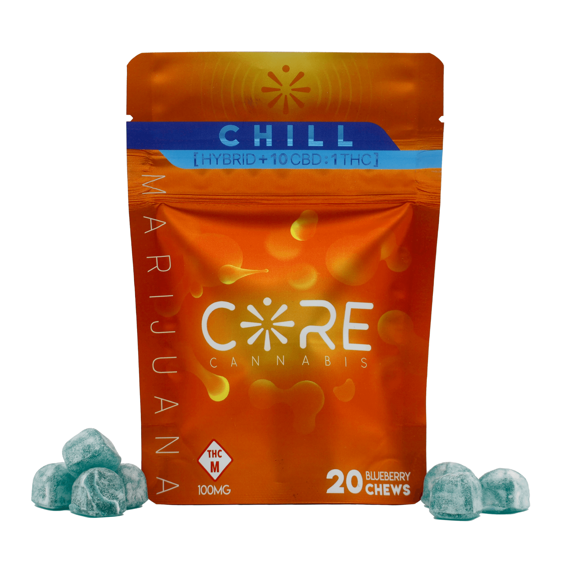 Core Chill Blueberry Chews 1:1 CBD:THC (100mg)