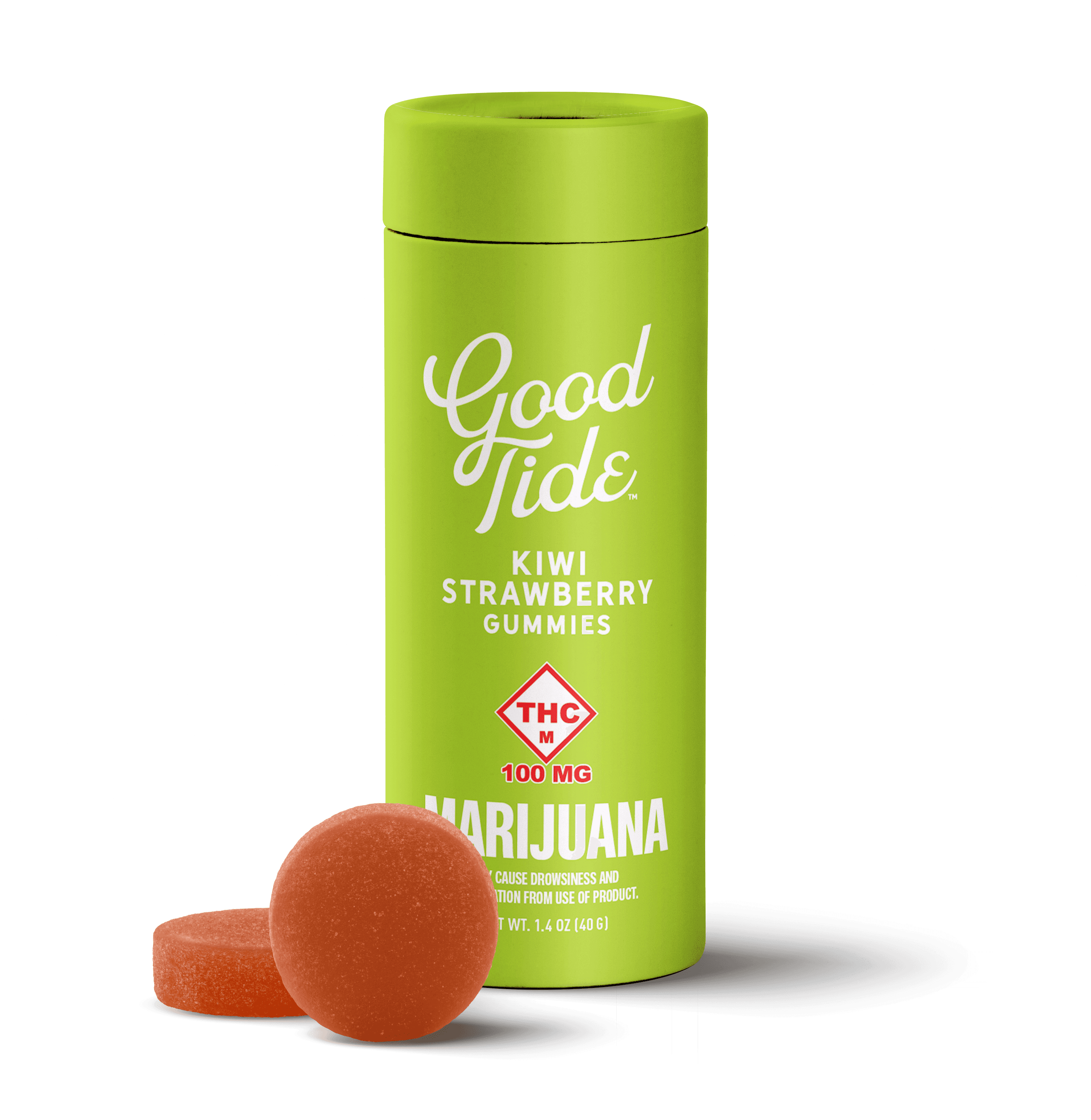 Good Tide Kiwi Strawberry THC:CBD:CBG Rosin Gummies (100mg)