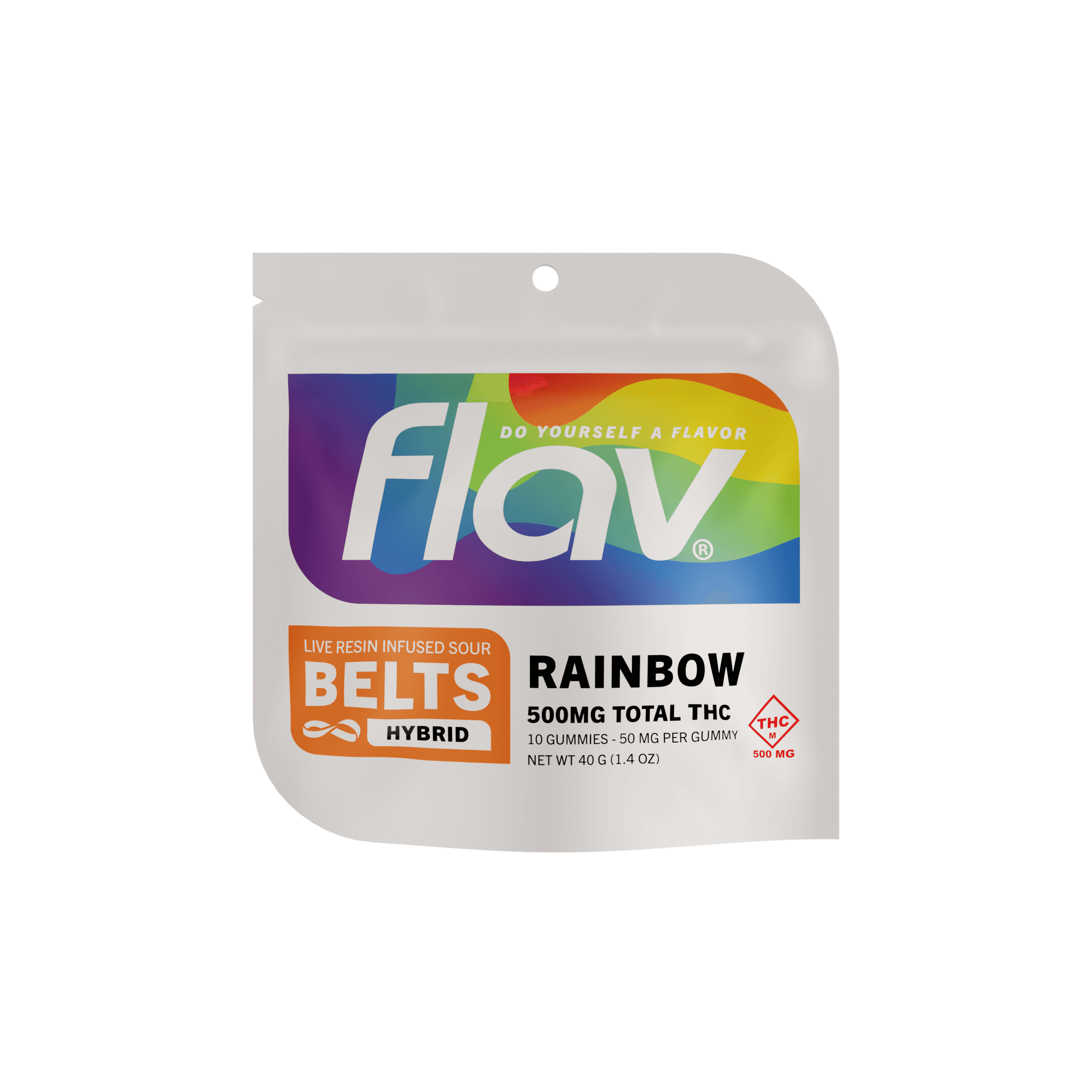 FLAV Live Resin Sour Belts | Rainbow | 500mg | 10pk