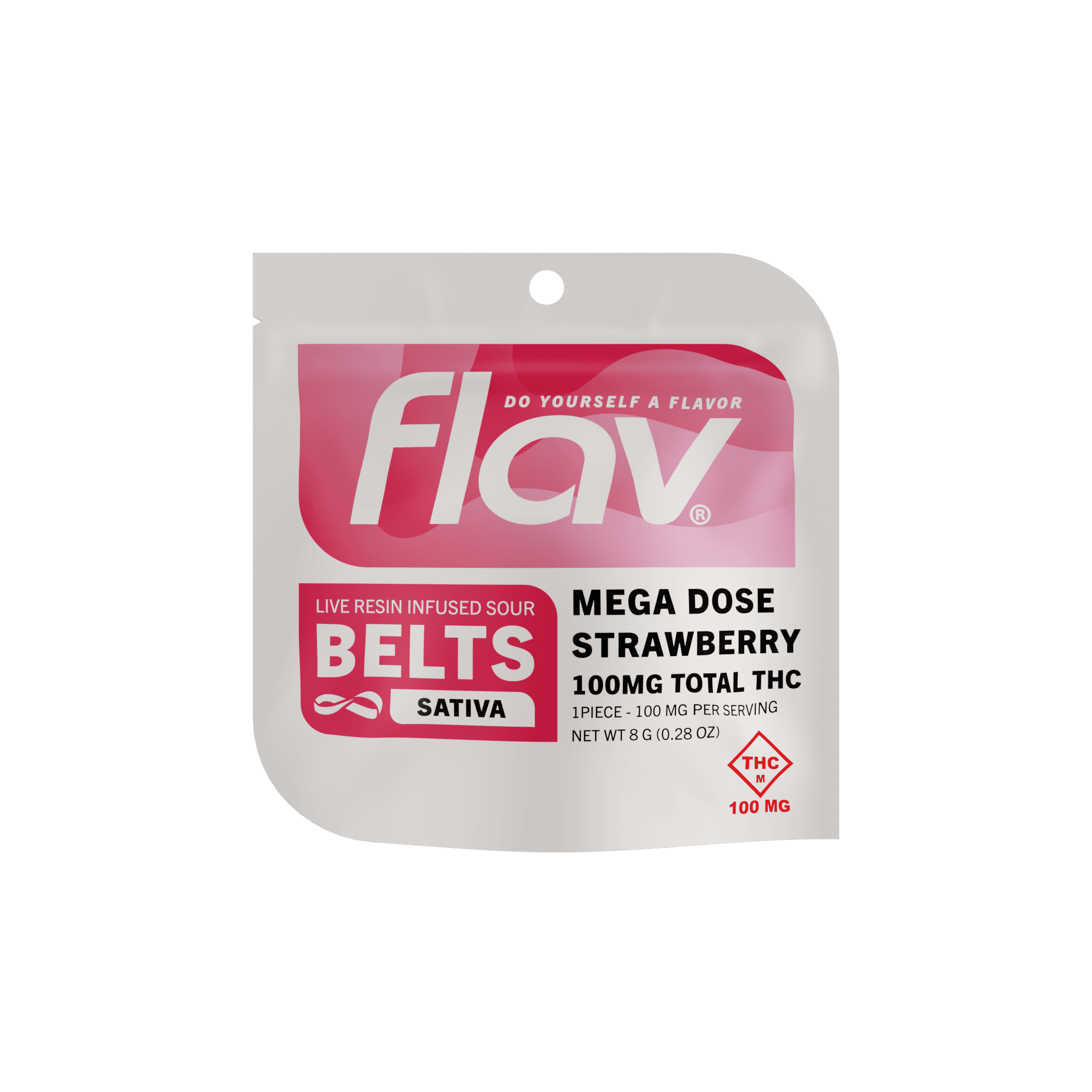 FLAV Strawberry Live Resin Sour Mega Belt (100mg)