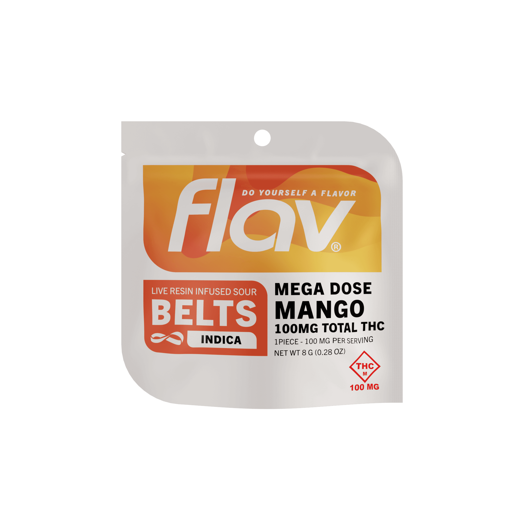 FLAV Candy | Live Resin Sour Mega Belt | Mango | 100mg | 1pk