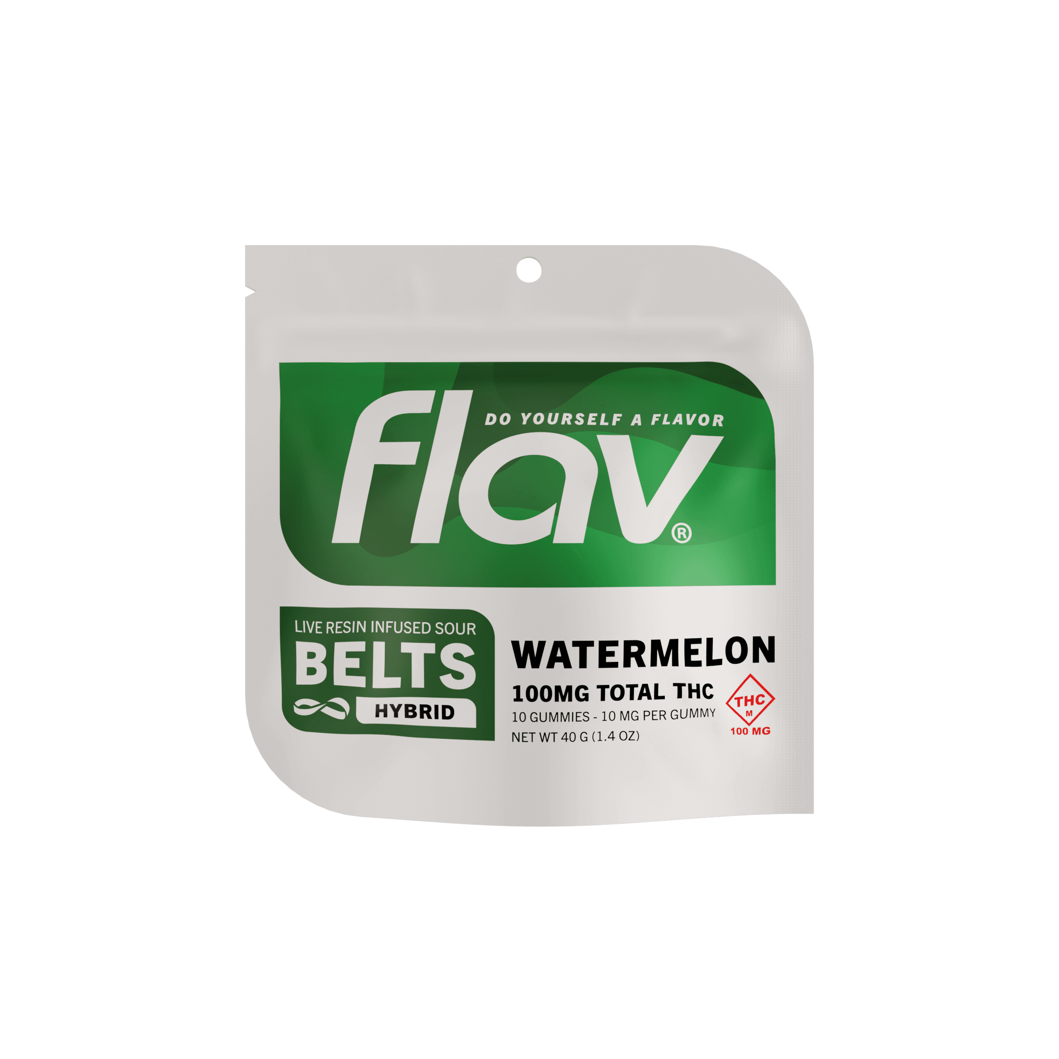FLAV Watermelon | Live Resin Sour Gummy Belts | 1000mg (10pcs)