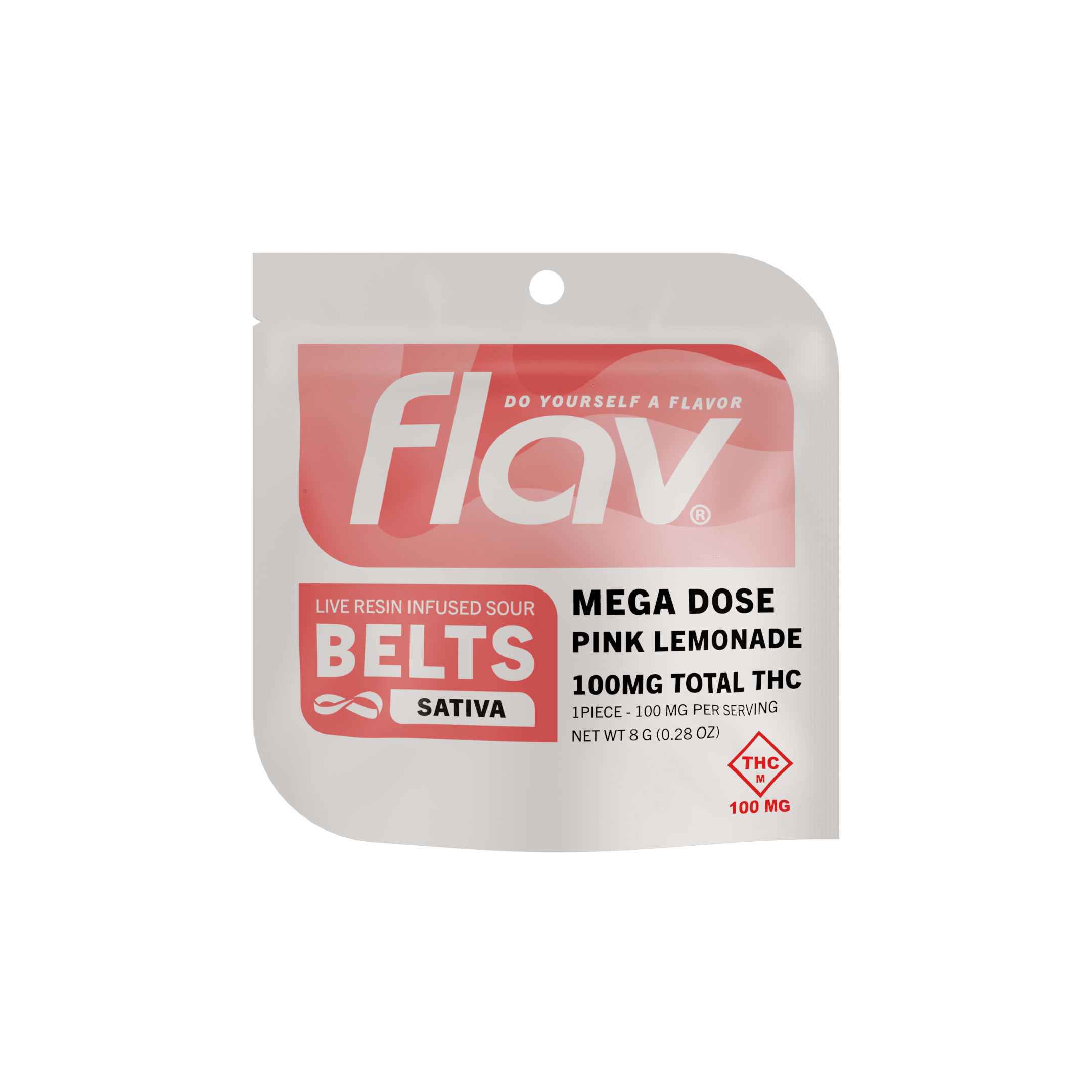 FLAV Pink Lemonade | Live Resin | Mega Sour Belt 100mg (1ct)
