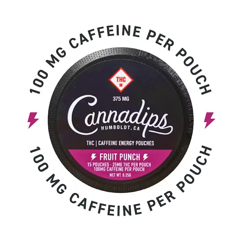 Cannadips Fruit Punch | With Caffeine | Pouch 375mg (15ct)