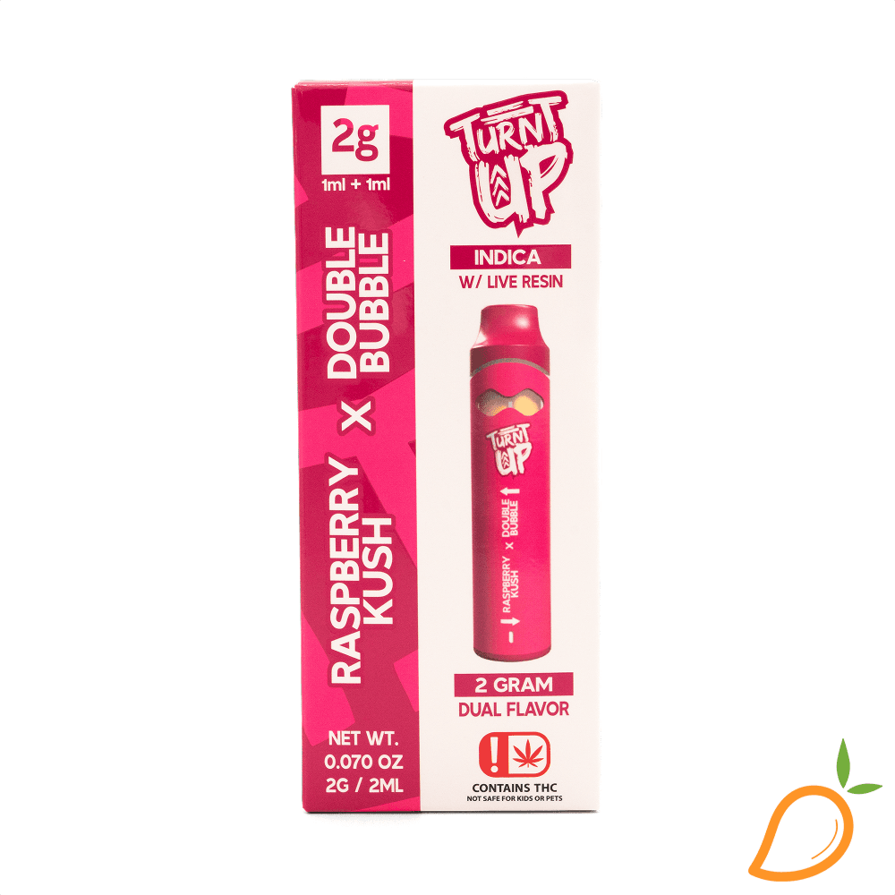 Turnt Up 2g Raspberry Kush x Double Bubble Dual Flavor Disposable Vape Turnt Up