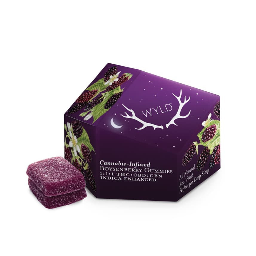 Wyld 100mg 1:1:1 THC/CBN/CBD Boysenberry Indica Gummies WYLD