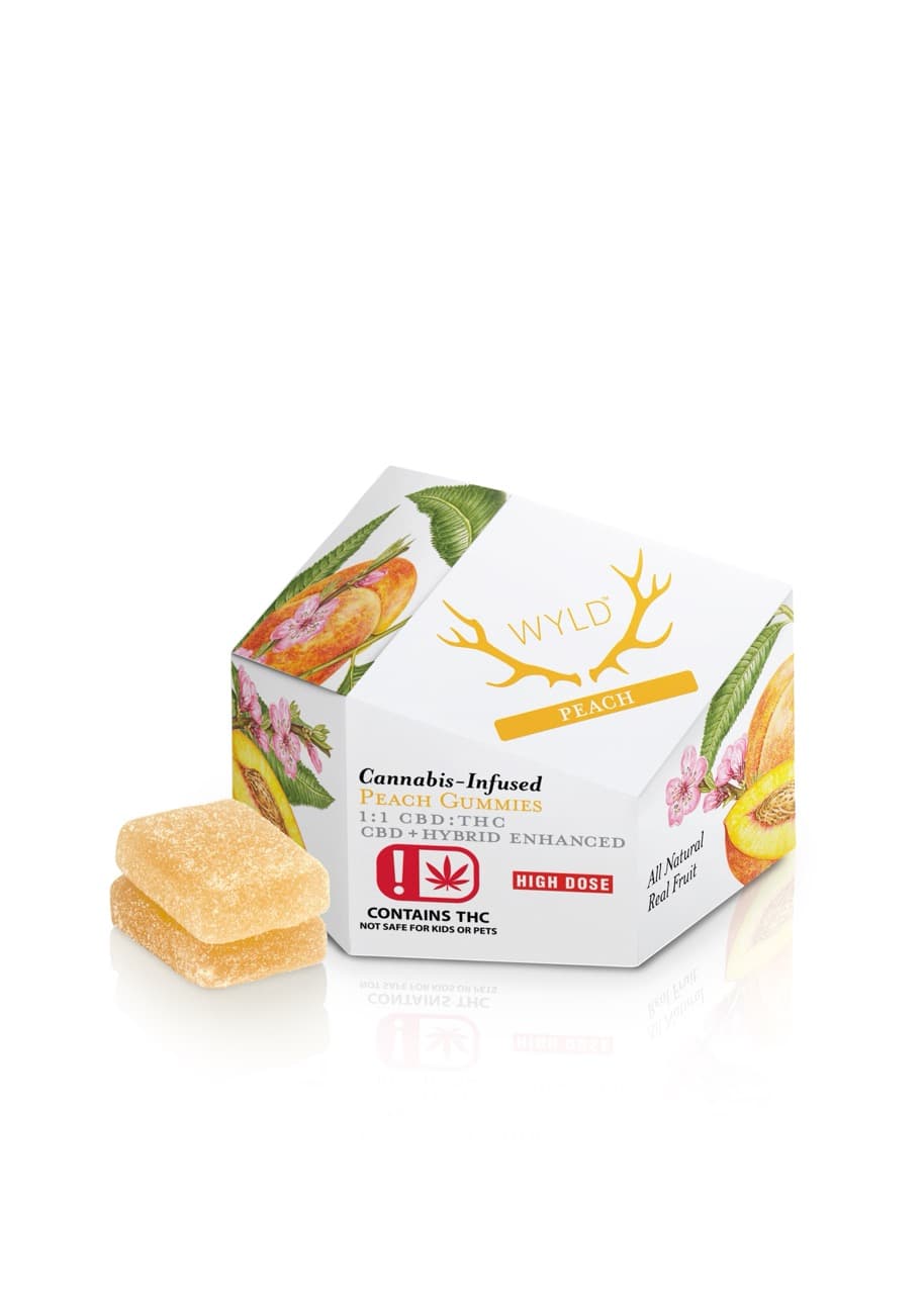Wyld 300mg 1:1 THC/CBD Peach Hybrid Gummies Wyld