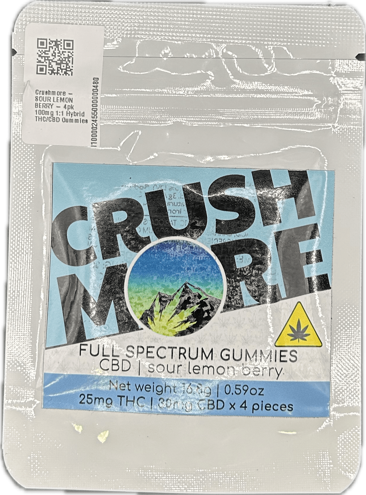 Crushmore SOUR LEMON BERRY - 4pk 100mg 1:1 Hybrid THC/CBD Gummies