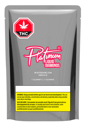 Platinum Watermelon Indica Liquid Diamond Gummy 10mg THC x 1 Pcs Soft Chew