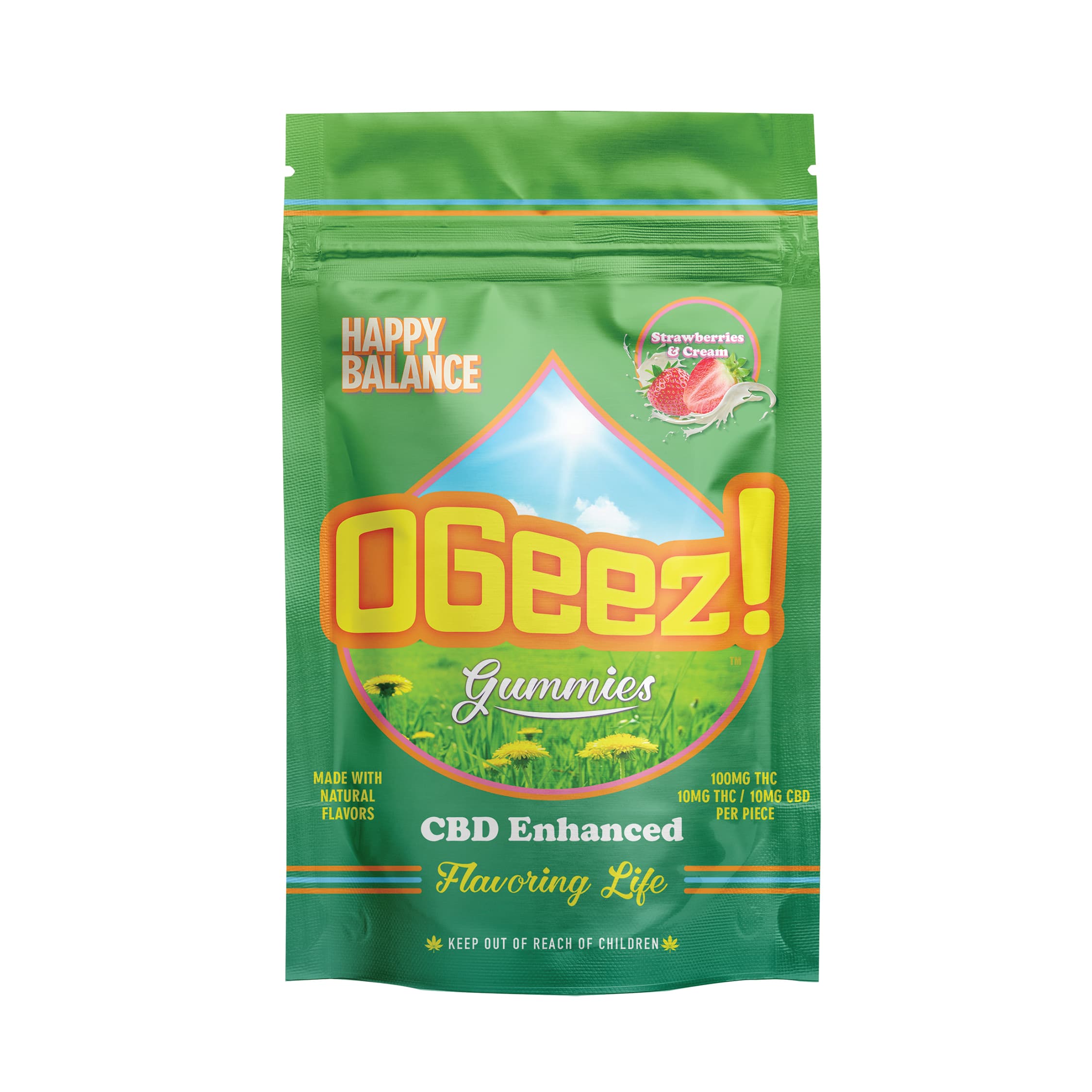 OGeez! Strawberries & Cream Gummies (1:1 THC:CBD) 10pk