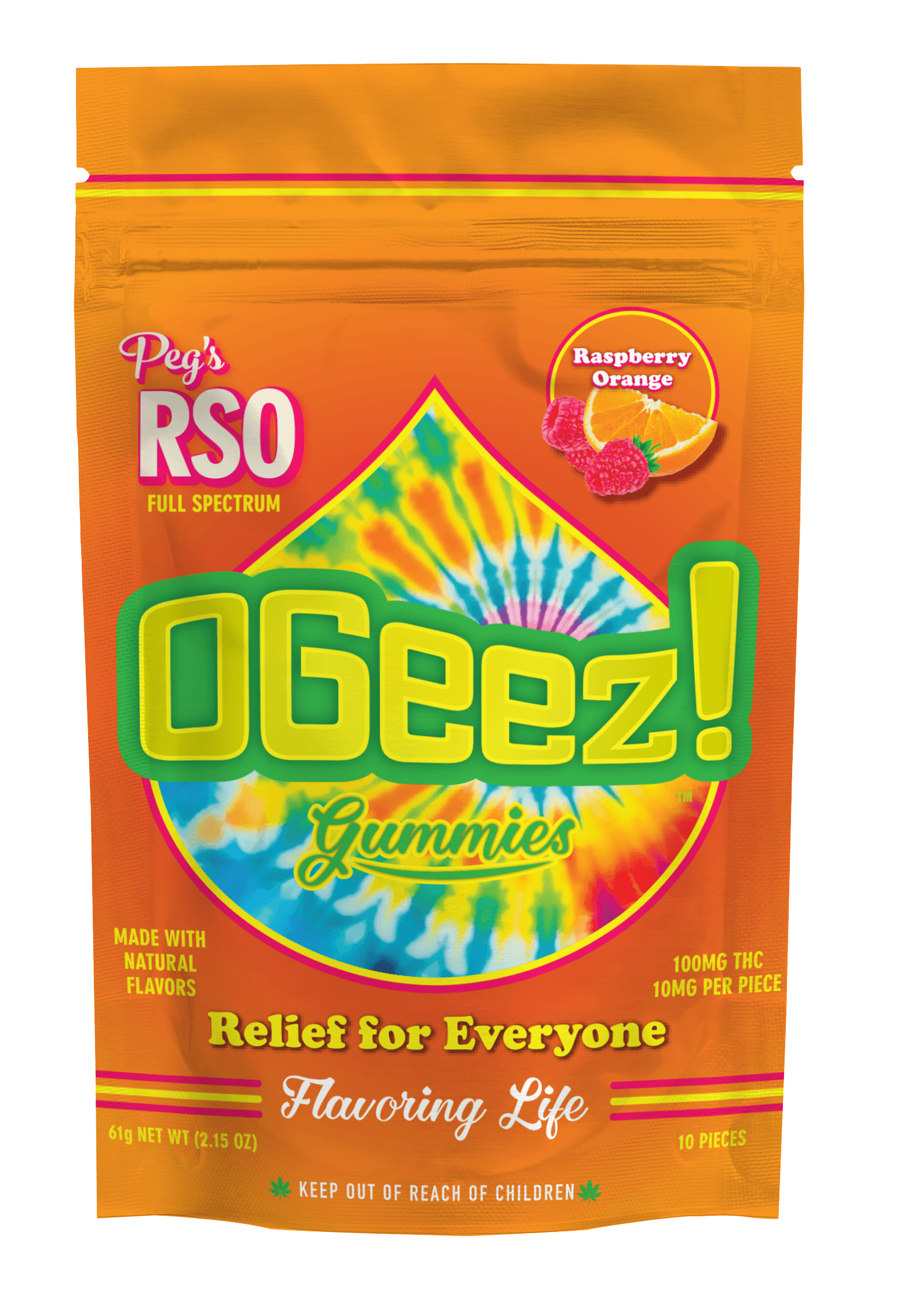 OGeez! Peg's Raspberry Orange RSO - 100 mg