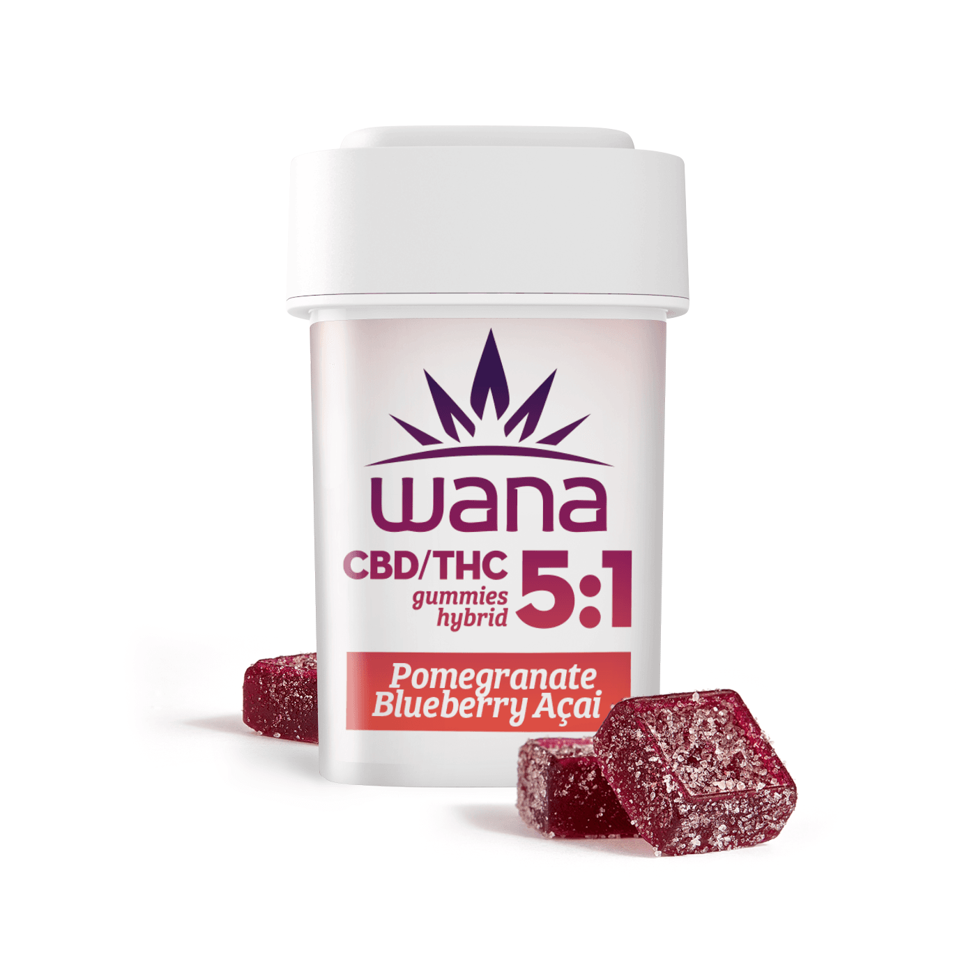 Wana Classic Pomegranate Blueberry Acai 5:1 CBD/THC Gummies [20-Pack] | 100mg