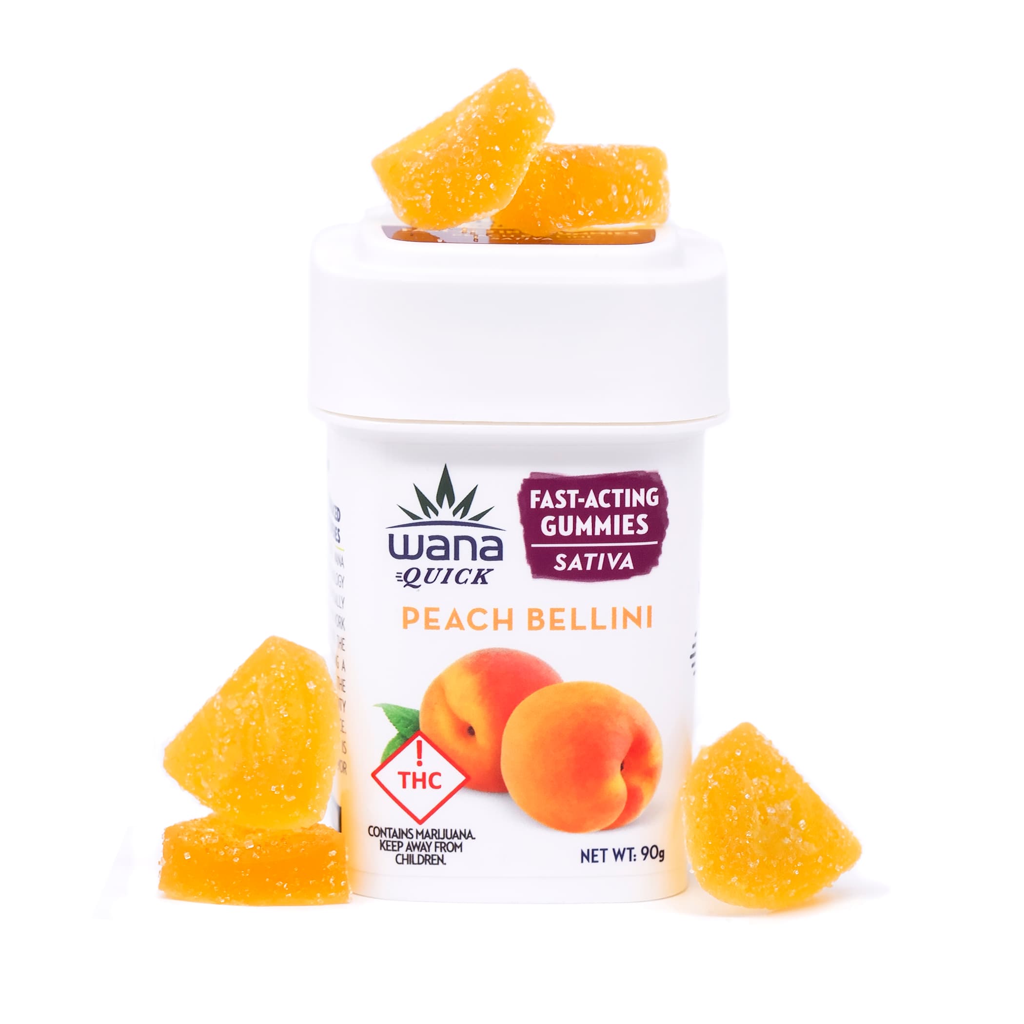 Wana Quick Peach Bellini Sativa Gummies [20-Pack] | 100mg