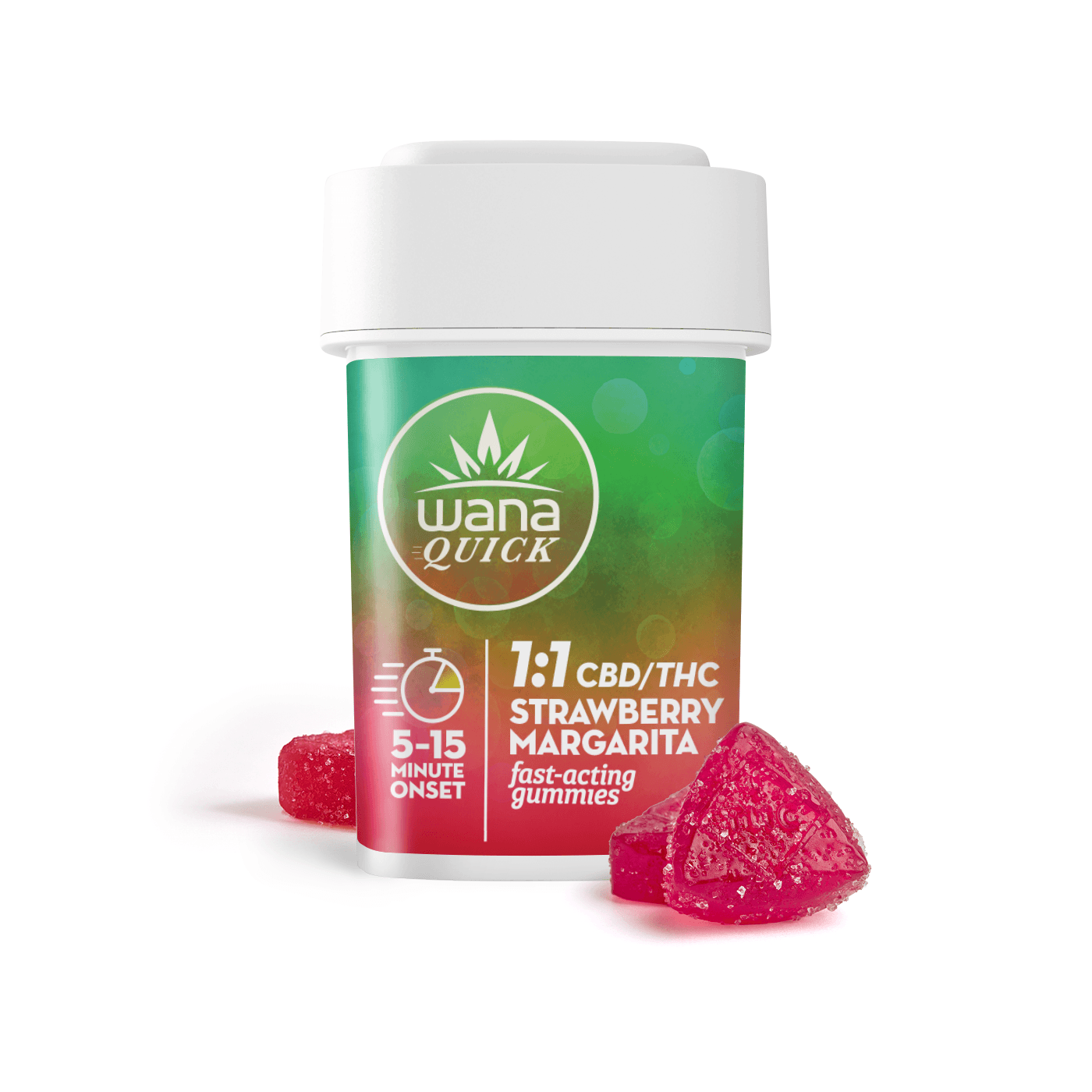 Wana Quick Strawberry Margarita 1:1 CBD/THC Gummies [20-Pack] | 100mg