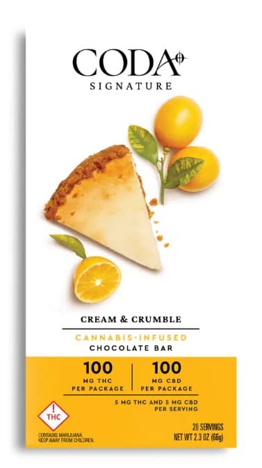 Coda Signature Cream & Crumble Chocolate Bar [20pk] (100mg THC)