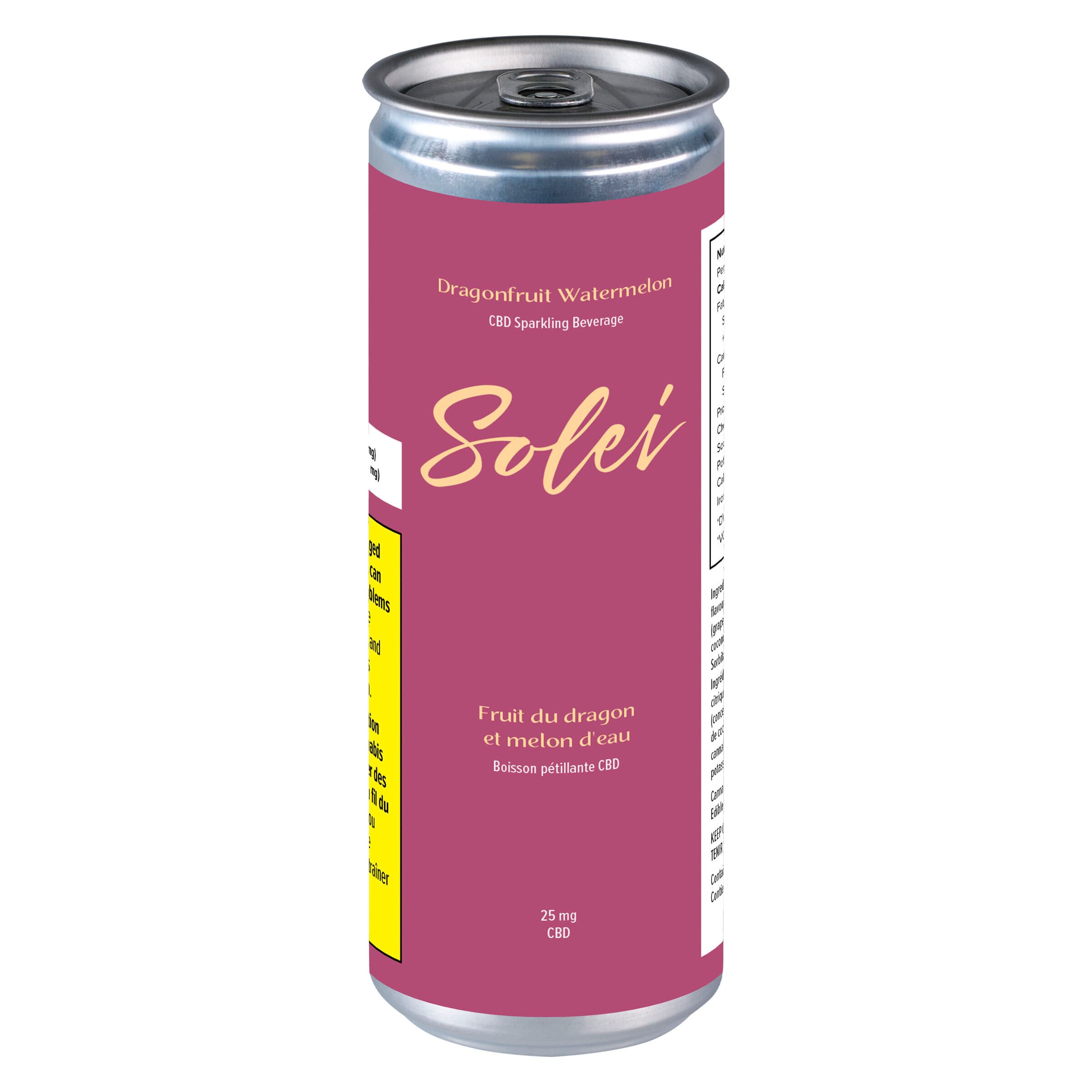 Solei Dragonfruit Watermelon CBD Sparkling Juice Beverage - Blend - 1.1mg THC | 25mg CBD