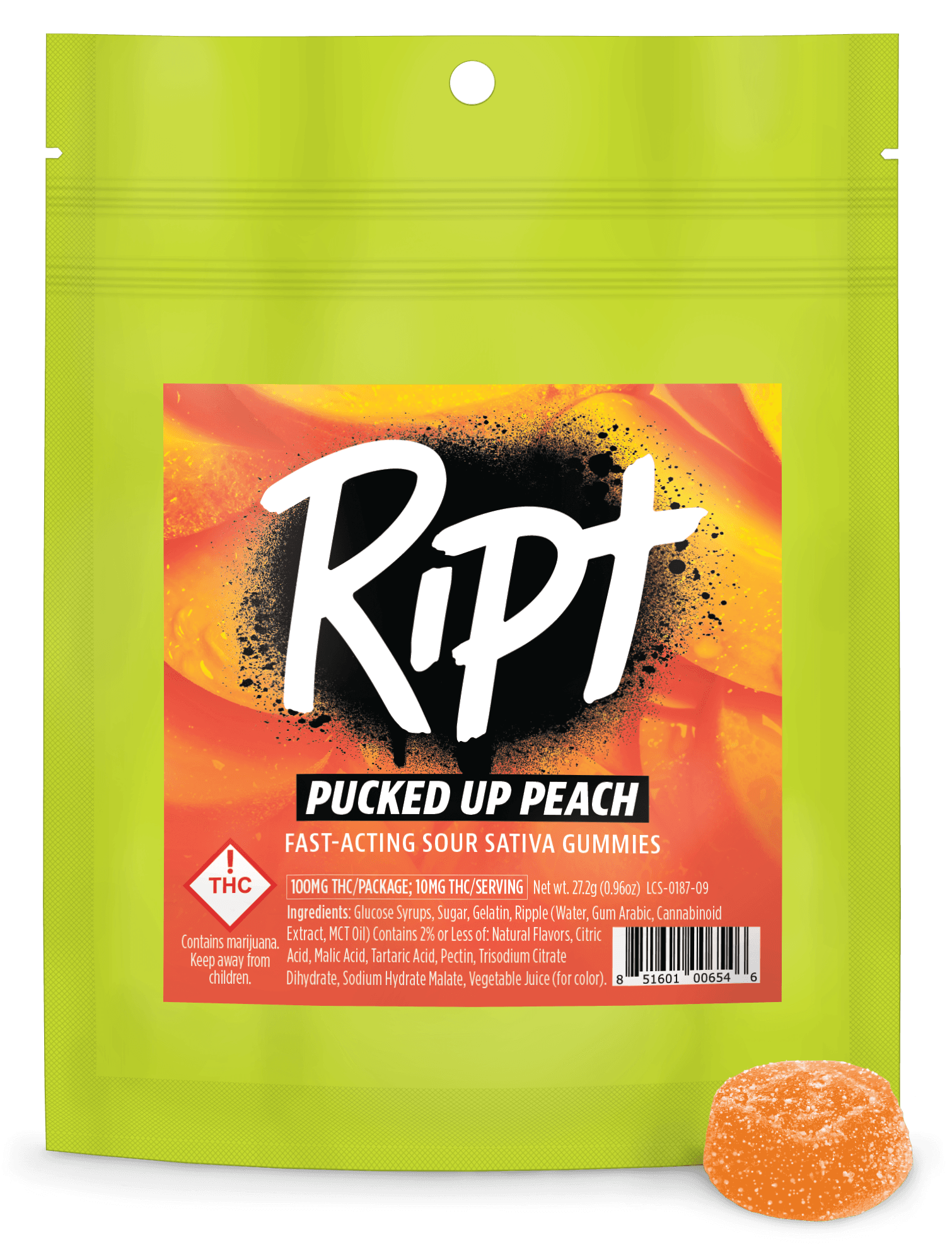 Ript Ript - Gummies - Pucked Up Peach 100mg (S)