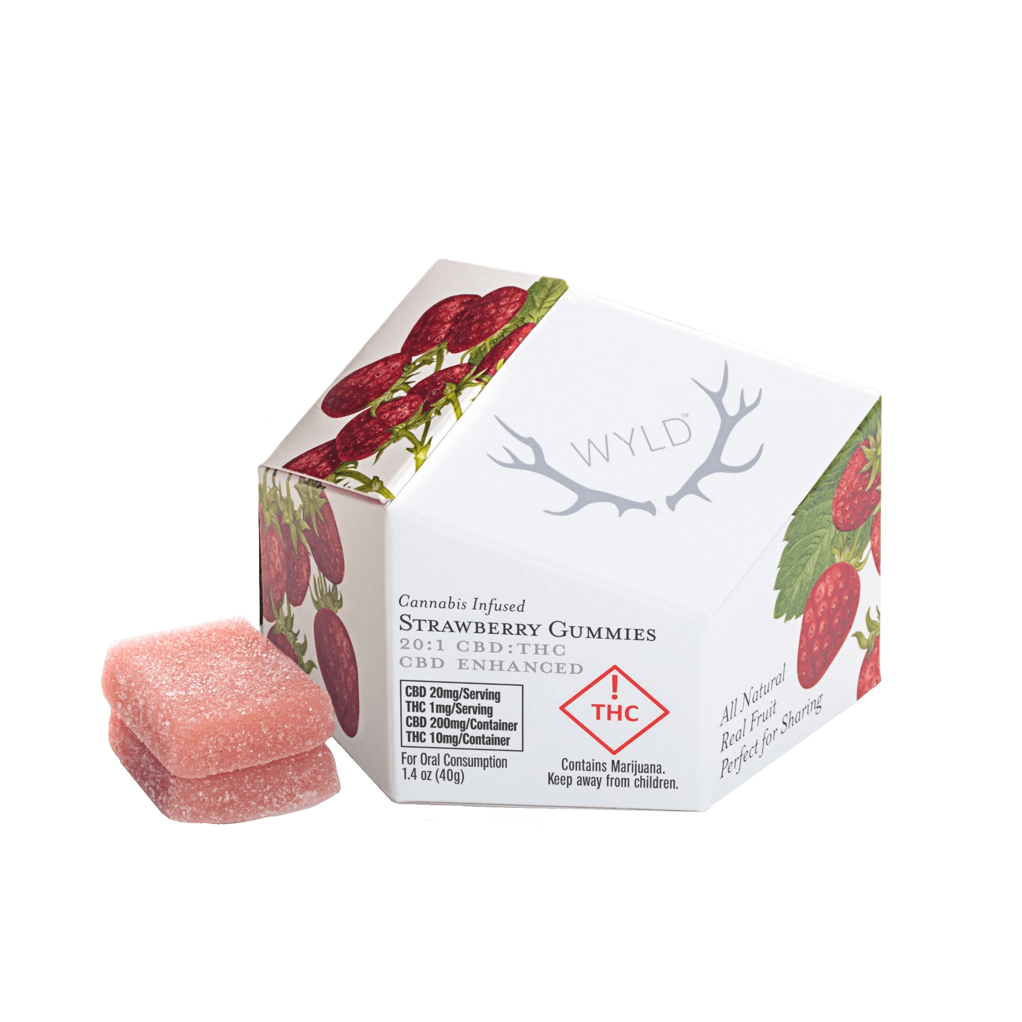 Wyld REC: WYLD 1:20 Strawberry Gummies 10mg THC/200mg CBD