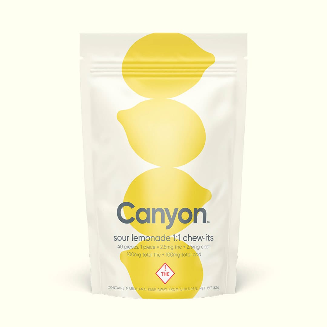 Canyon Chew It | Gummies | Sour Lemonade 1:1 (100mg THC/100mg CBD)
