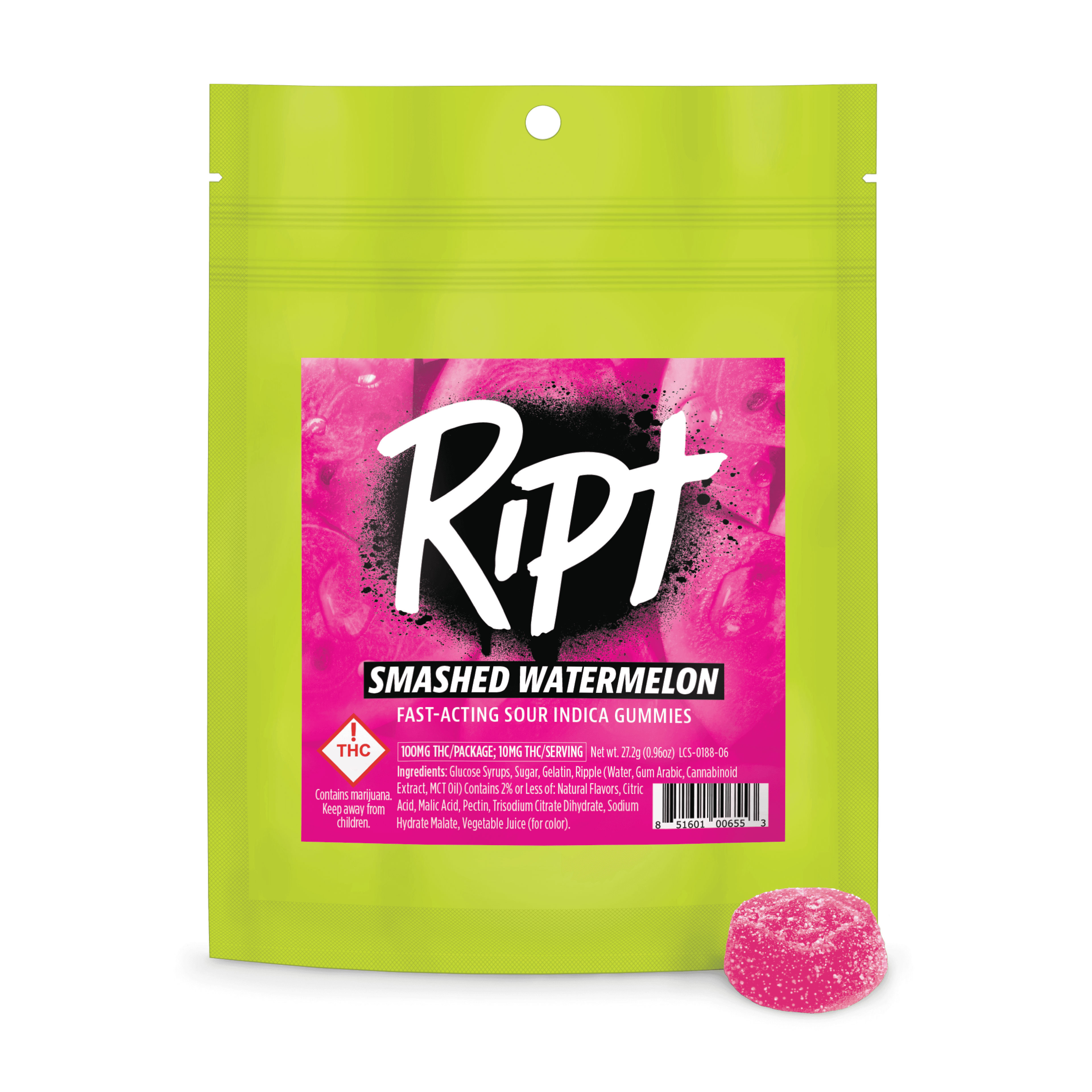 Ript Smashed Watermelon - Sour Indica (100mg THC)