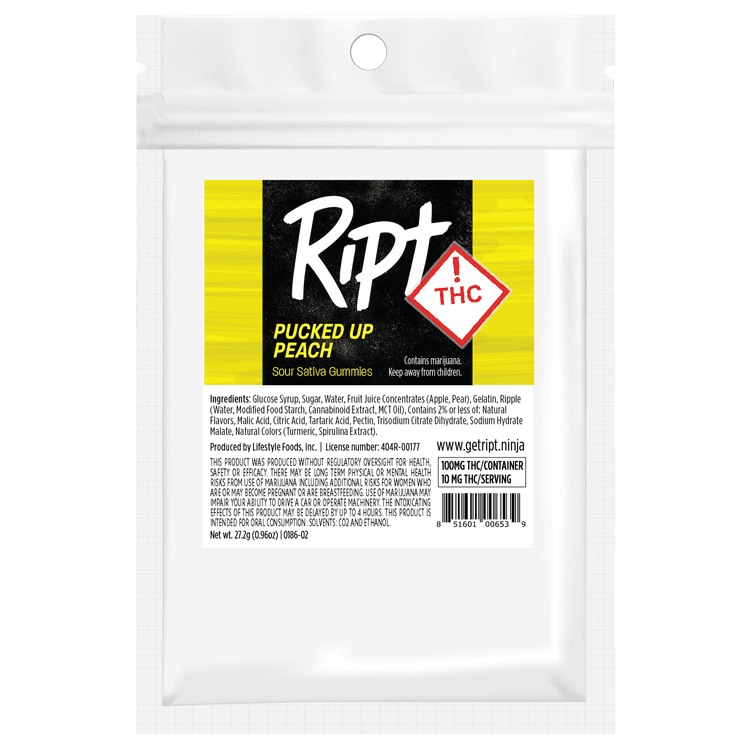 Ript REC - Ript - Peach /  Sativa Gummies | 100mg