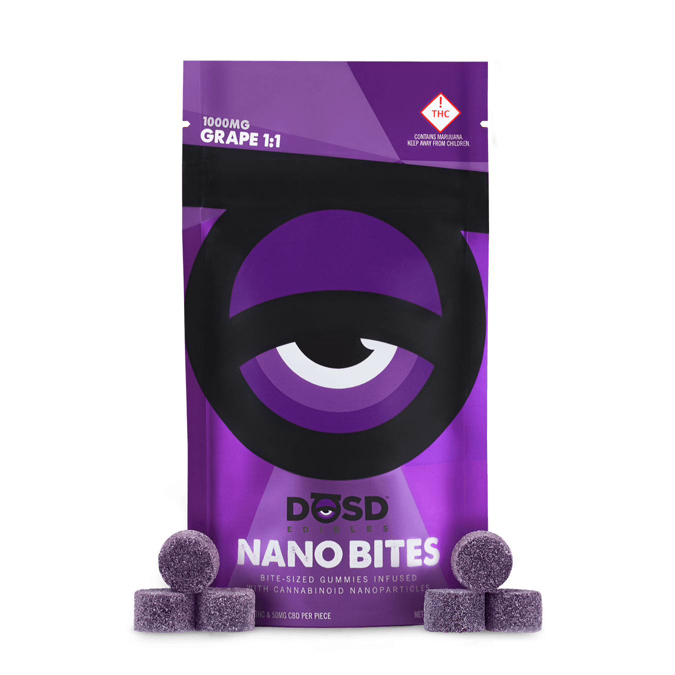 DŌSD Edibles Dosd Grape 1:1 CBD Nano Bite Gummies