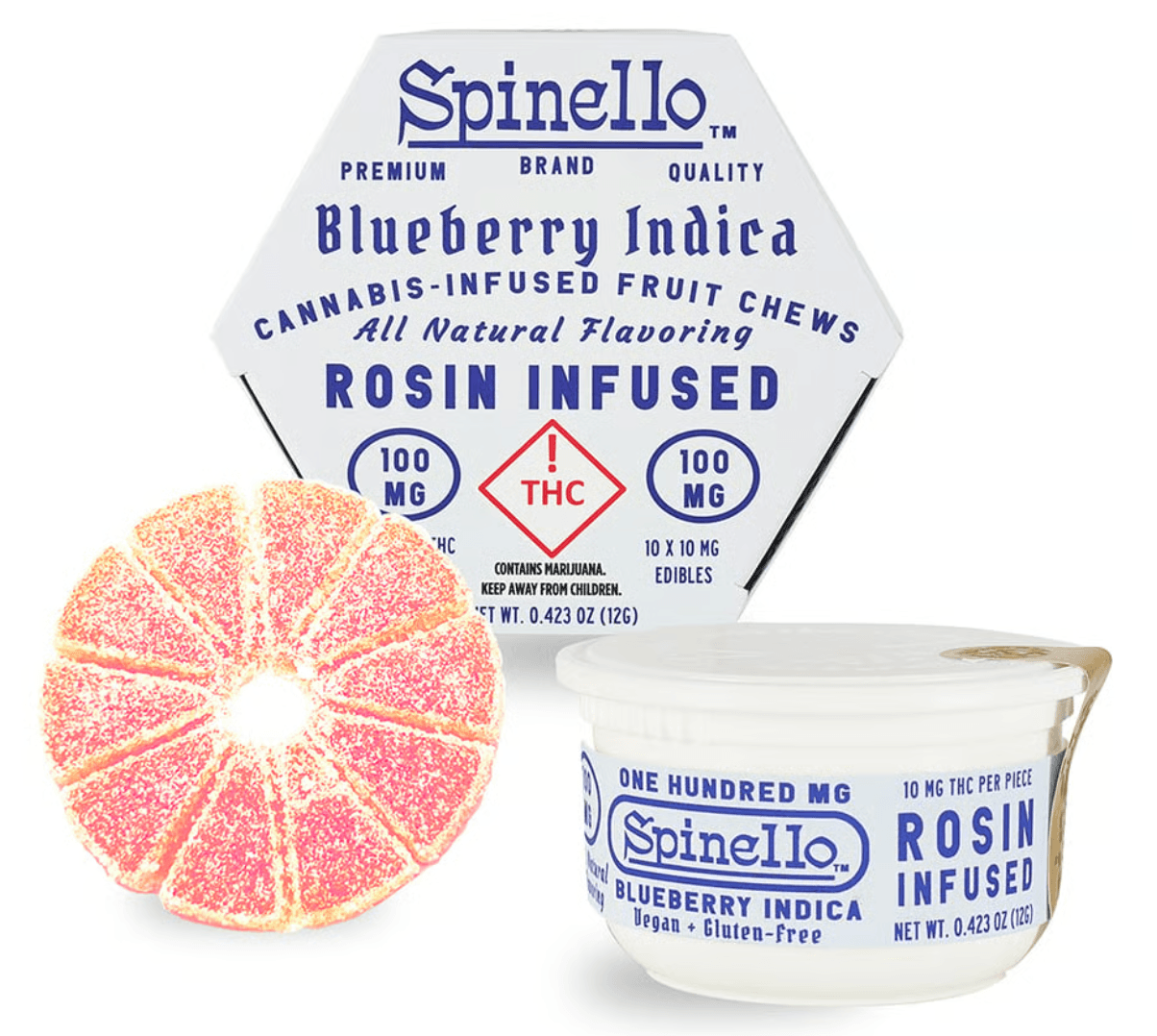 Spinello Blueberry-(I)-Scored Rosin Gummies-100mg-Spinello