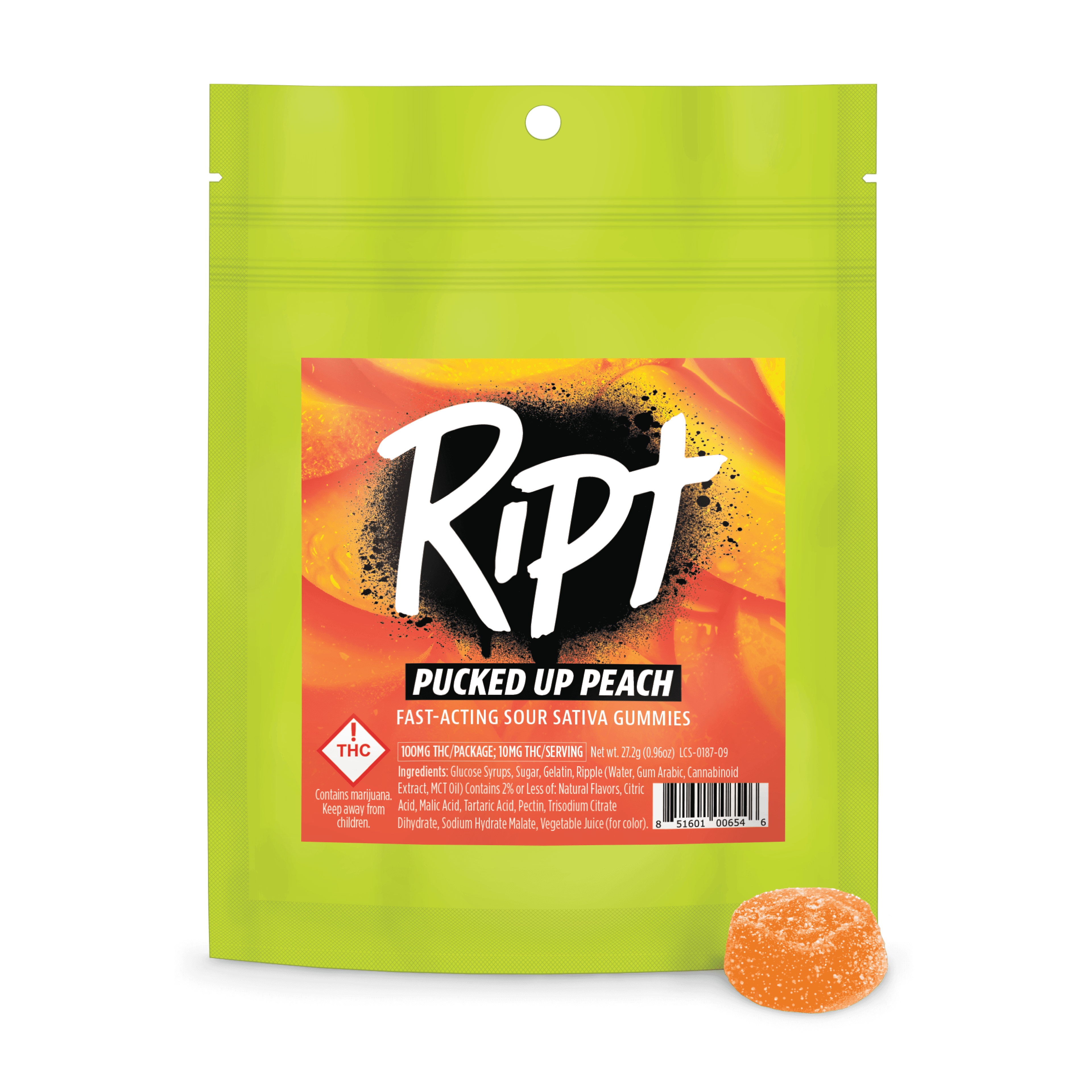 Ripple Ript Gummies Pucked Up Peach 100mg
