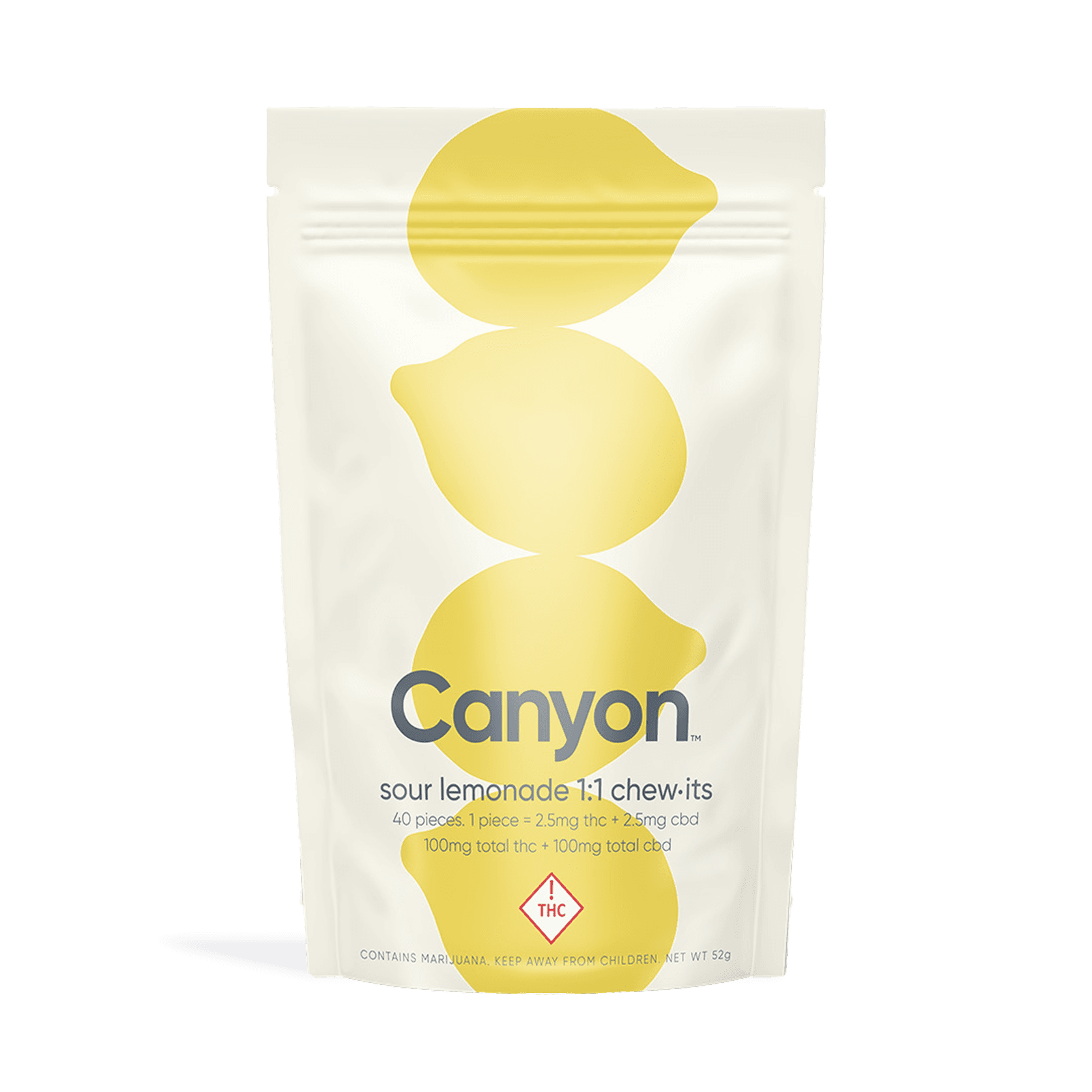 Canyon Chew It - Sour Lemonade 1:1 (THC:CBD) (2.5mg/pc)