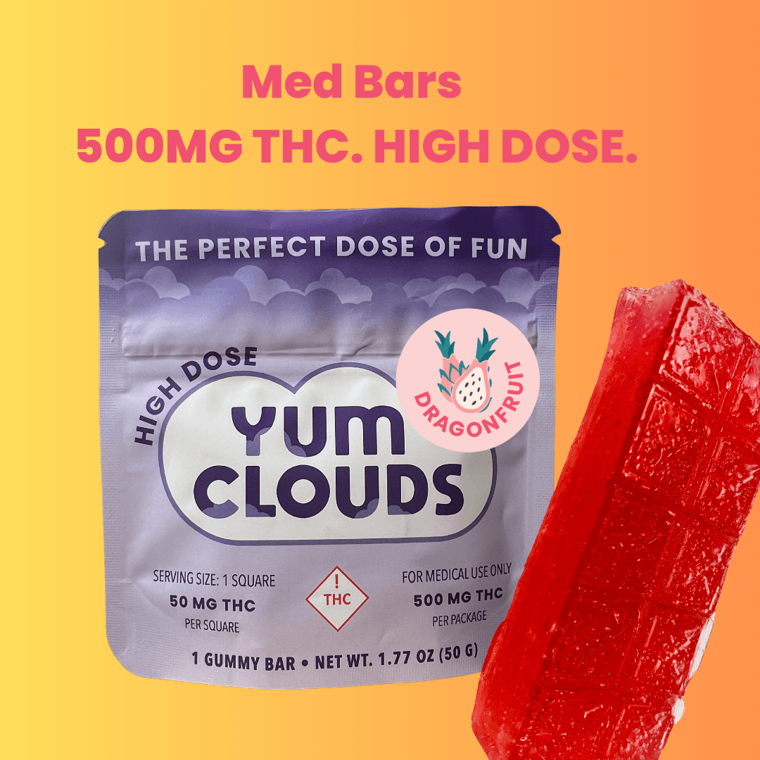 Yum Clouds Gummy Bar - Dragon Fruit THC