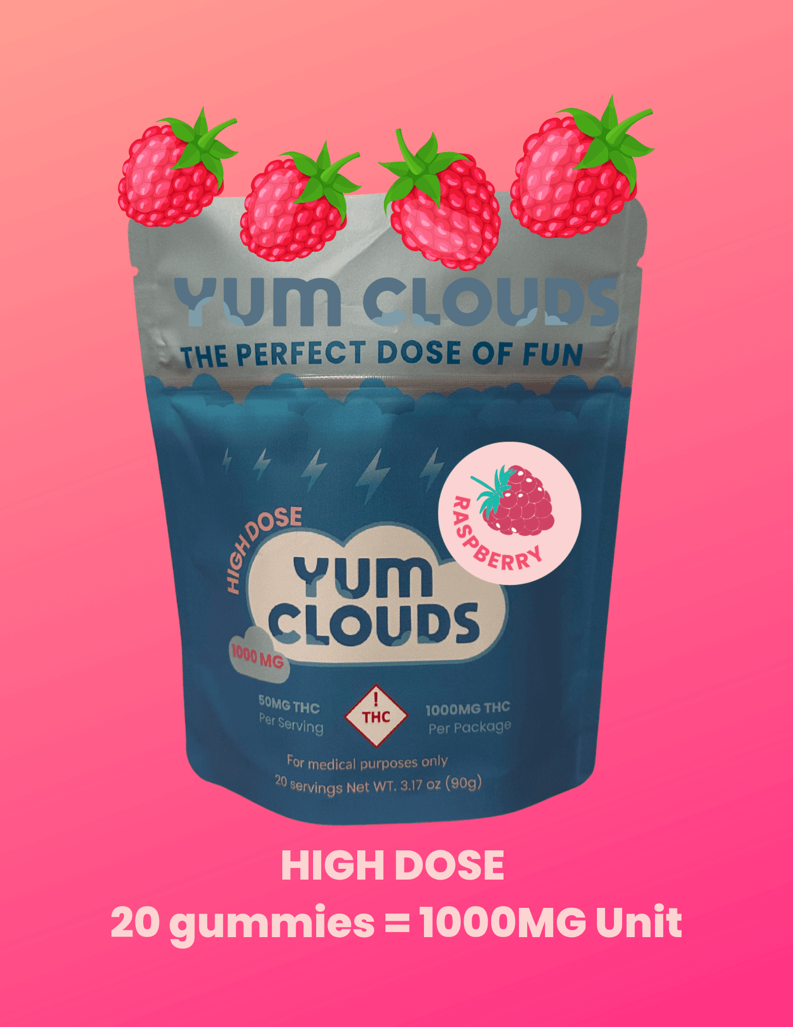 Yum Clouds High Dose Electric - Raspberry THC