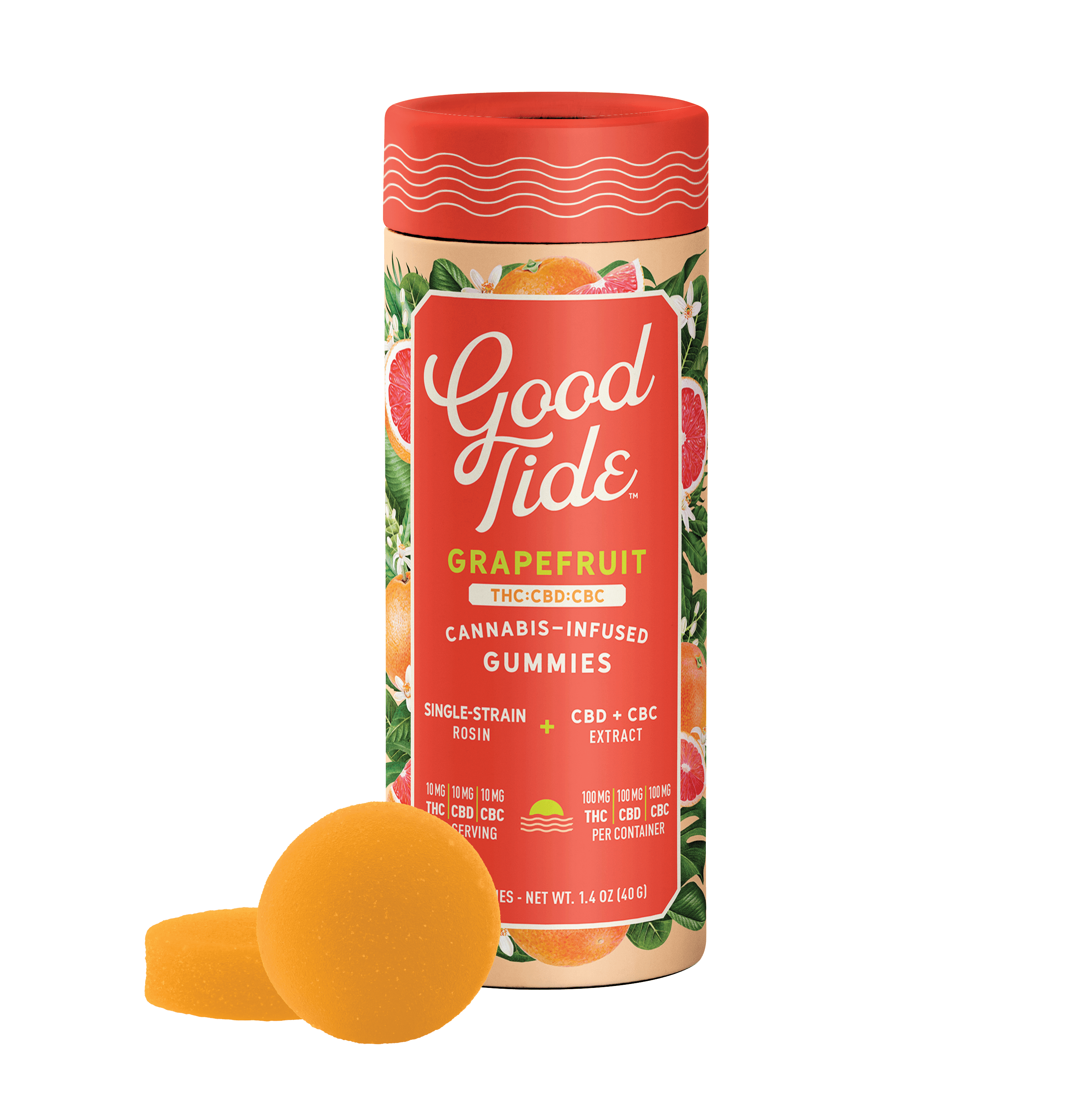 Good Tide Gummies Good Tide Hash Rosin Gummies - Grapefruit 1:1:1 100mg (THC/CBD/CBC) (Sativa)