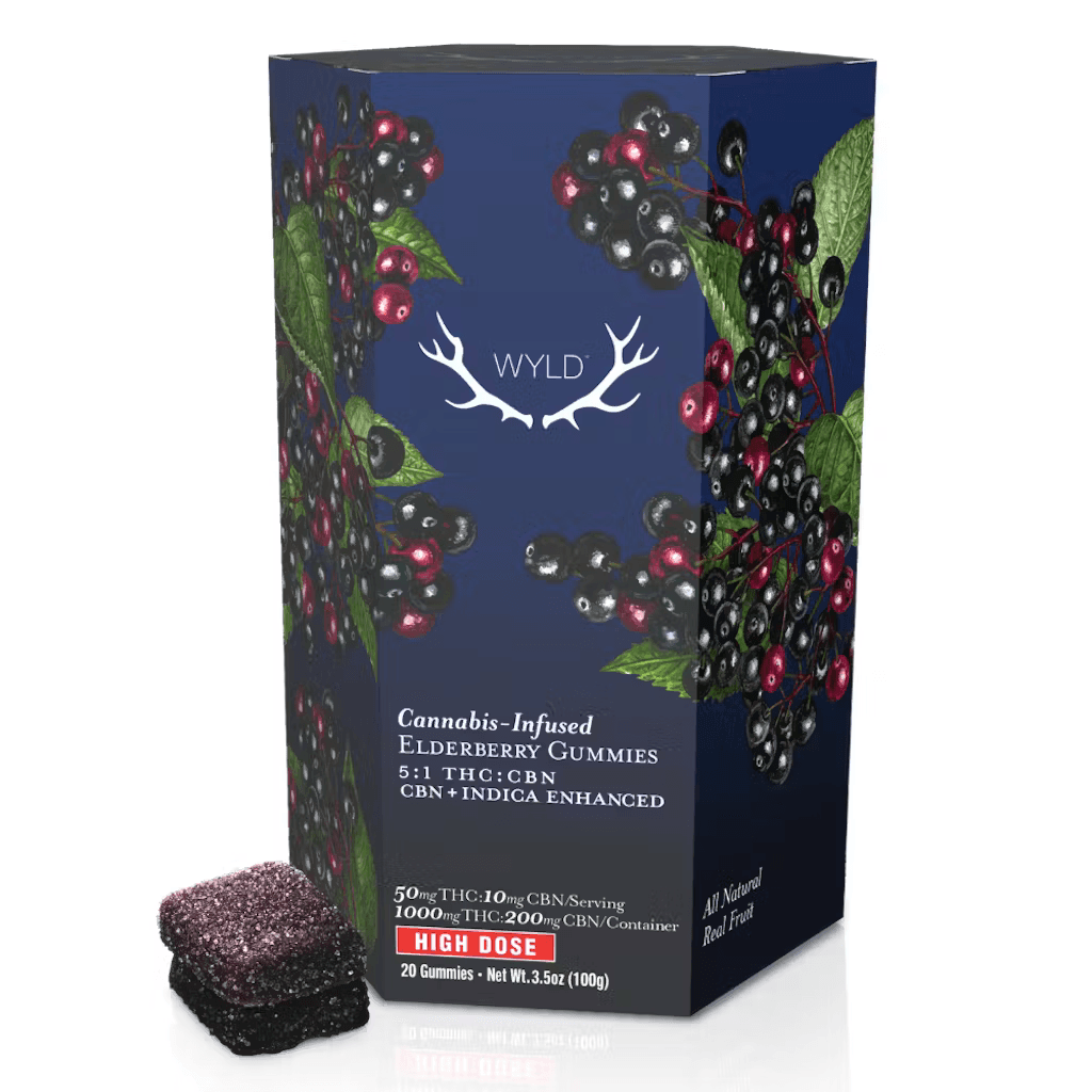 Wyld Wyld High Dose Gummies Elderberry 50mg THC:10mg CBN 20 pack