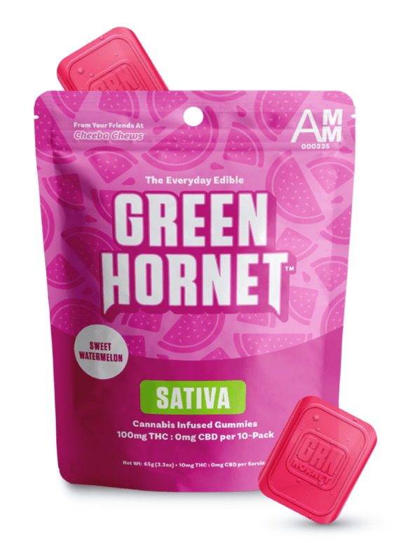 Green Hornet Gummies Watermelon Gummies 100mg THC (Sativa)