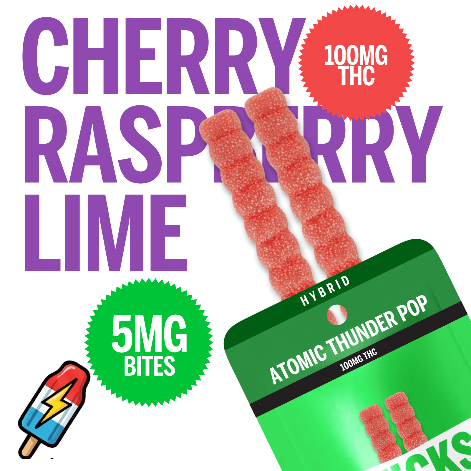 STICKS Atomic Thunder Pop Hybrid Gummies [100MG]