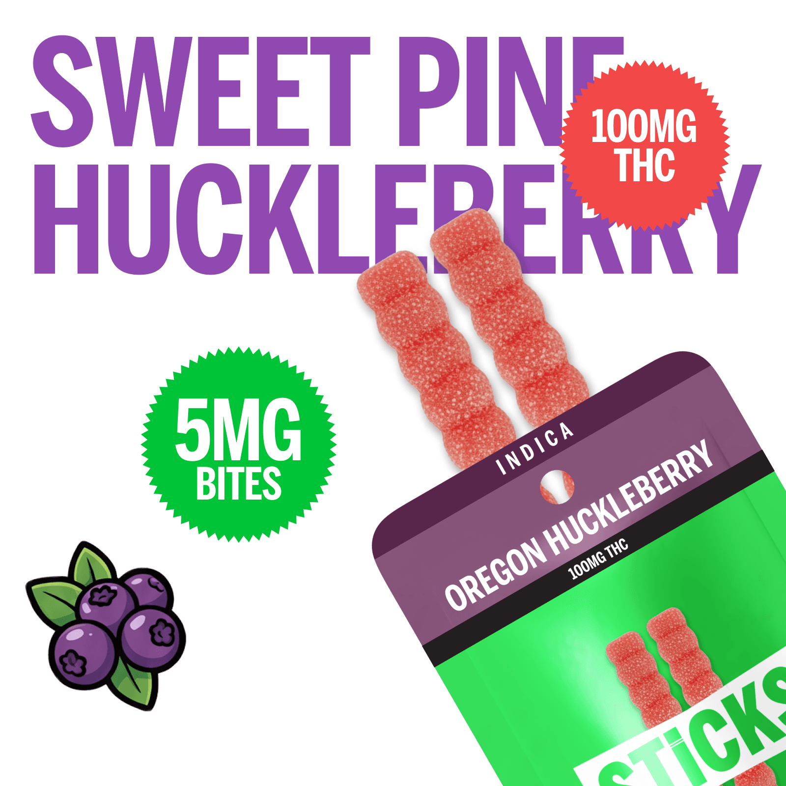 STICKS Oregon Huckleberry Indica Gummies [100MG]