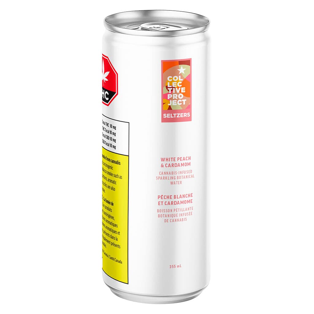 Collective Project White Peach And Cardamom Sparkling Botanical Water Beverage - Blend - 10mg THC | 10mg CBD