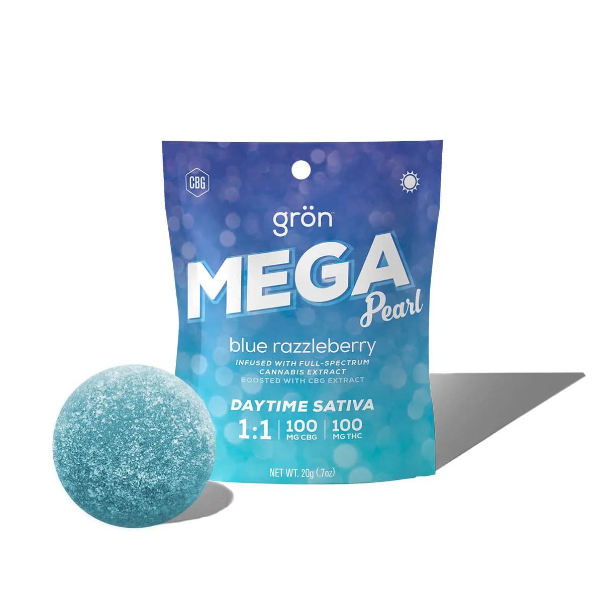 Grön Blue Razzleberry Mega Pearl (1:1 THC:CBG) 10pc
