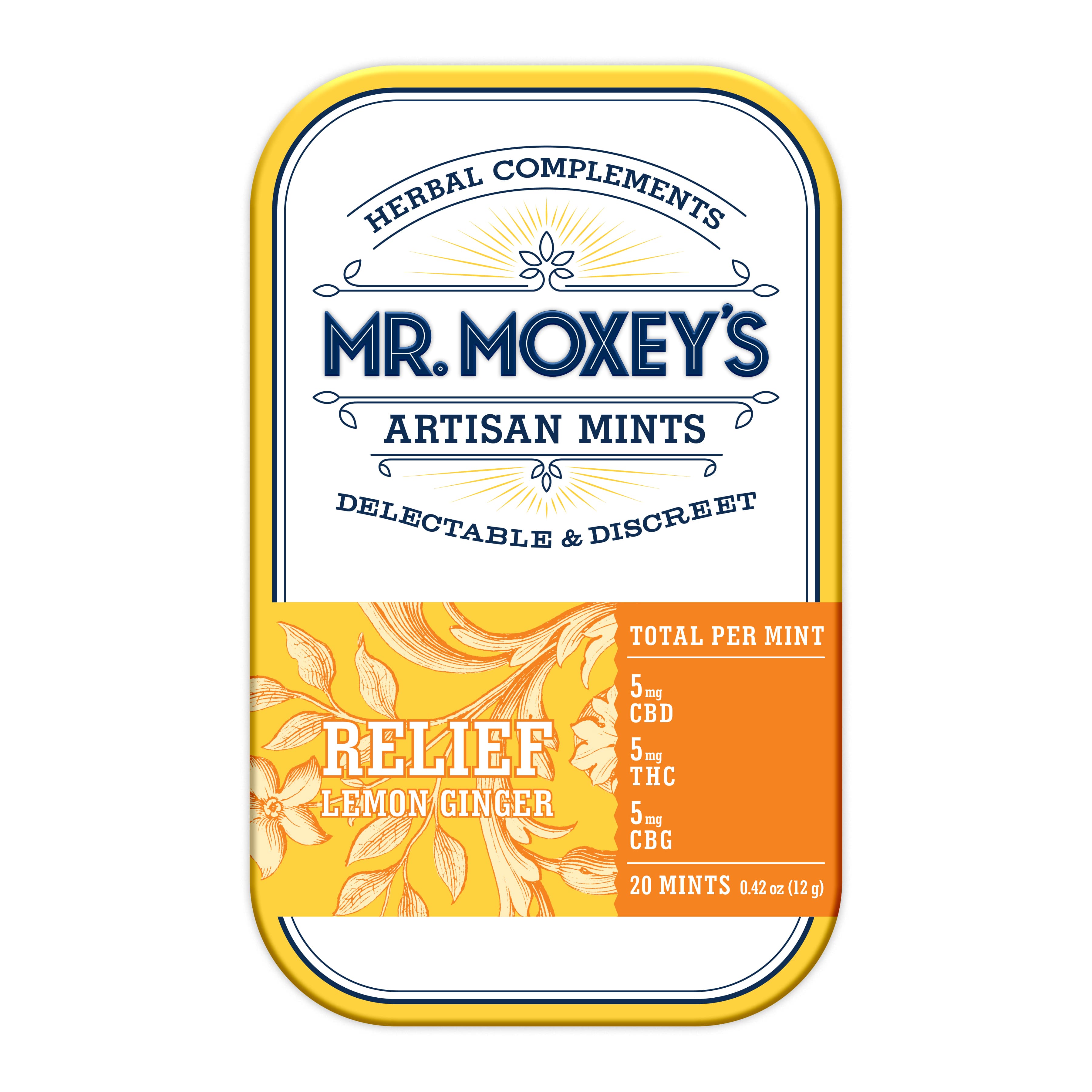 Mr. Moxey's Mints Relief 1:1:1 CBG Lemon Ginger Mints (100mg CBD/100mg THC/100mg CBG)