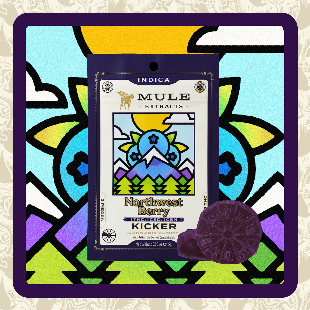 Mule Extracts 100mg 2-Piece NW Berry 1:1:1 THC CBD CBN Kicker (Indica)
